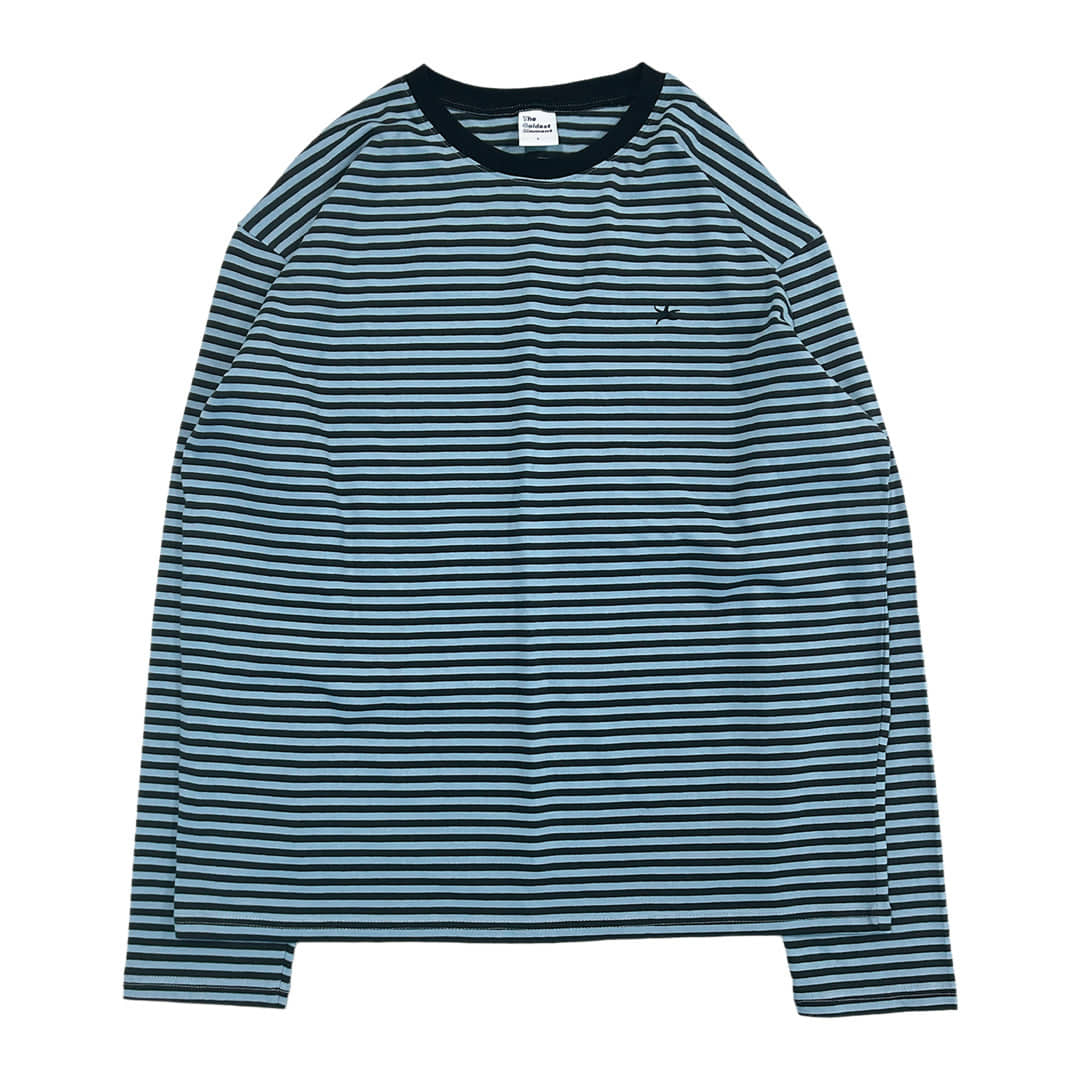 TCM mini logo stripe long sleeve sky blue charcoal