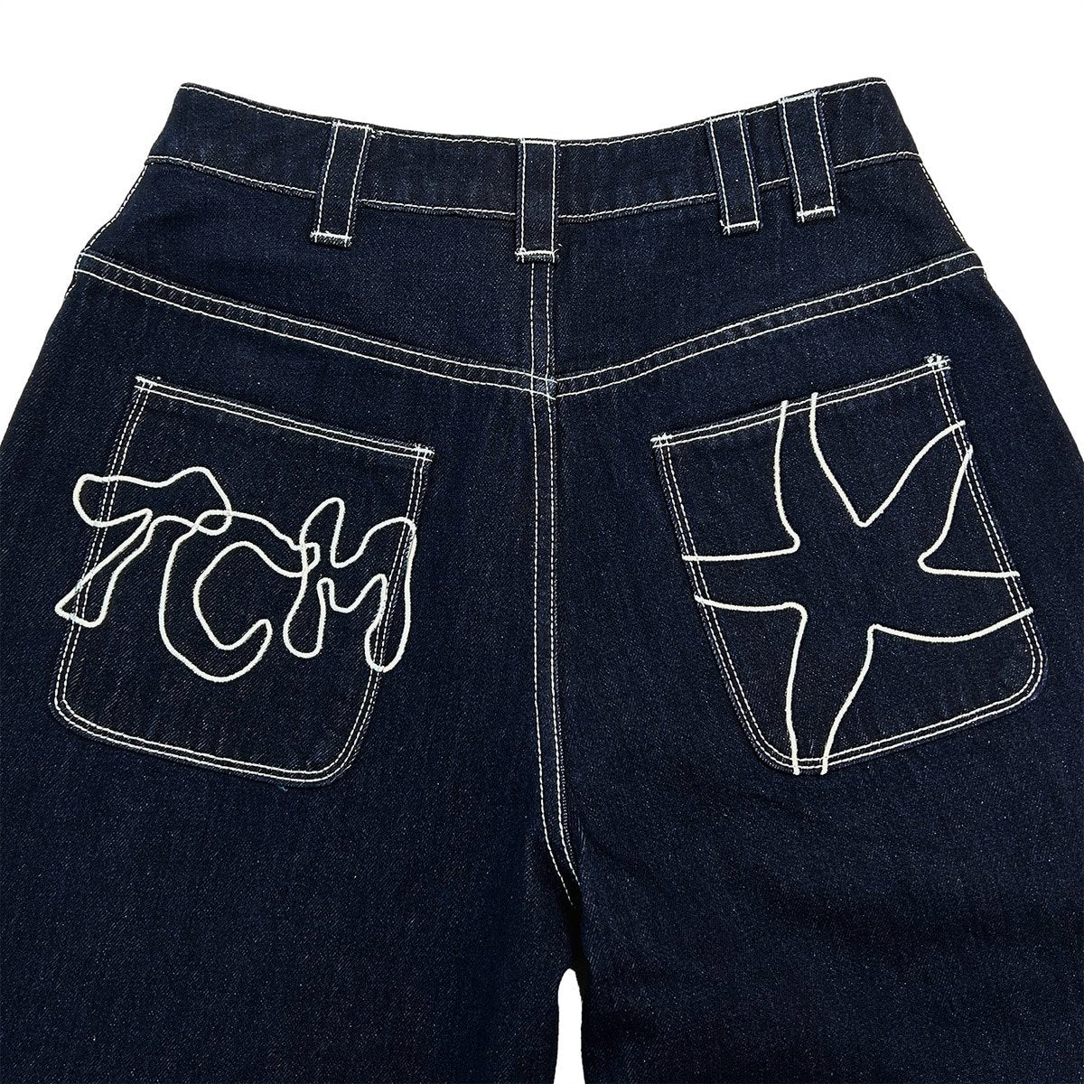 TCM back logo denim pants (navy)