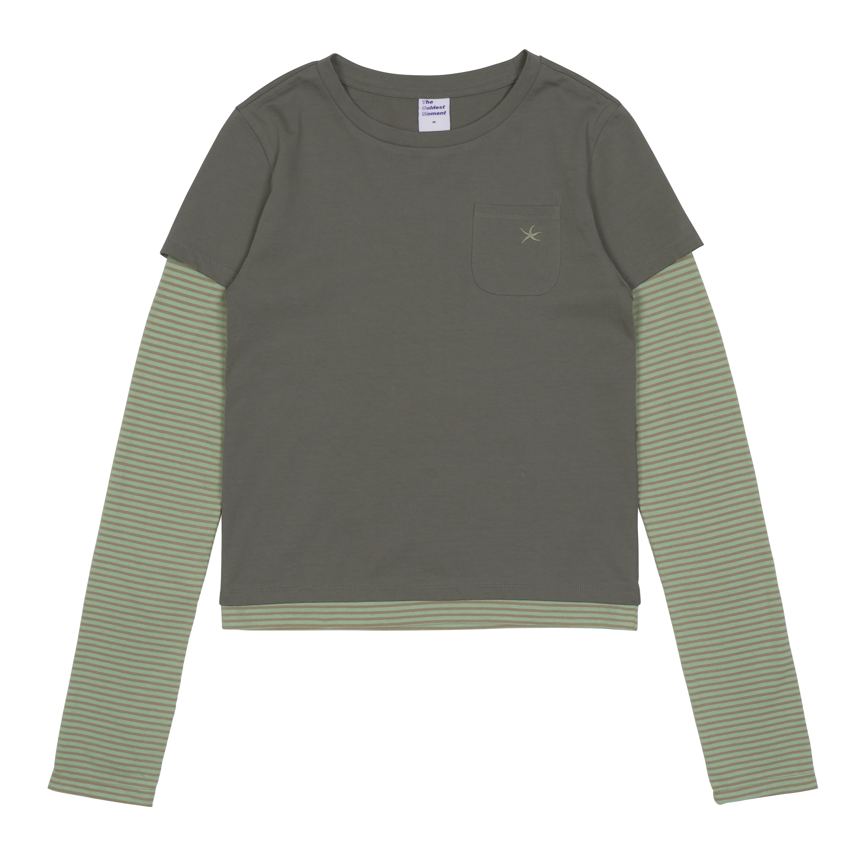 TCM stripe layered long sleeve (green)