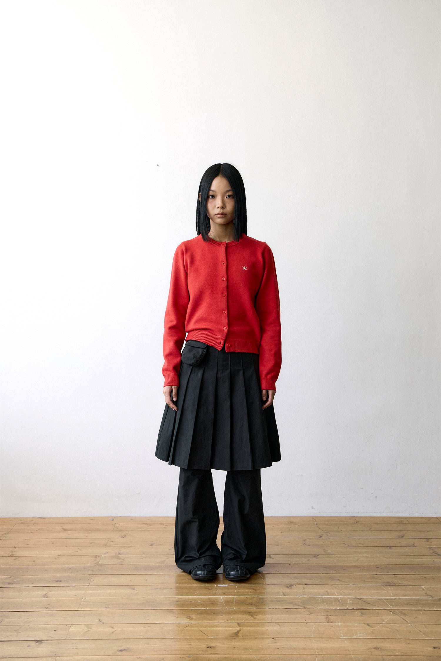 TCM skirt layered pants (black)