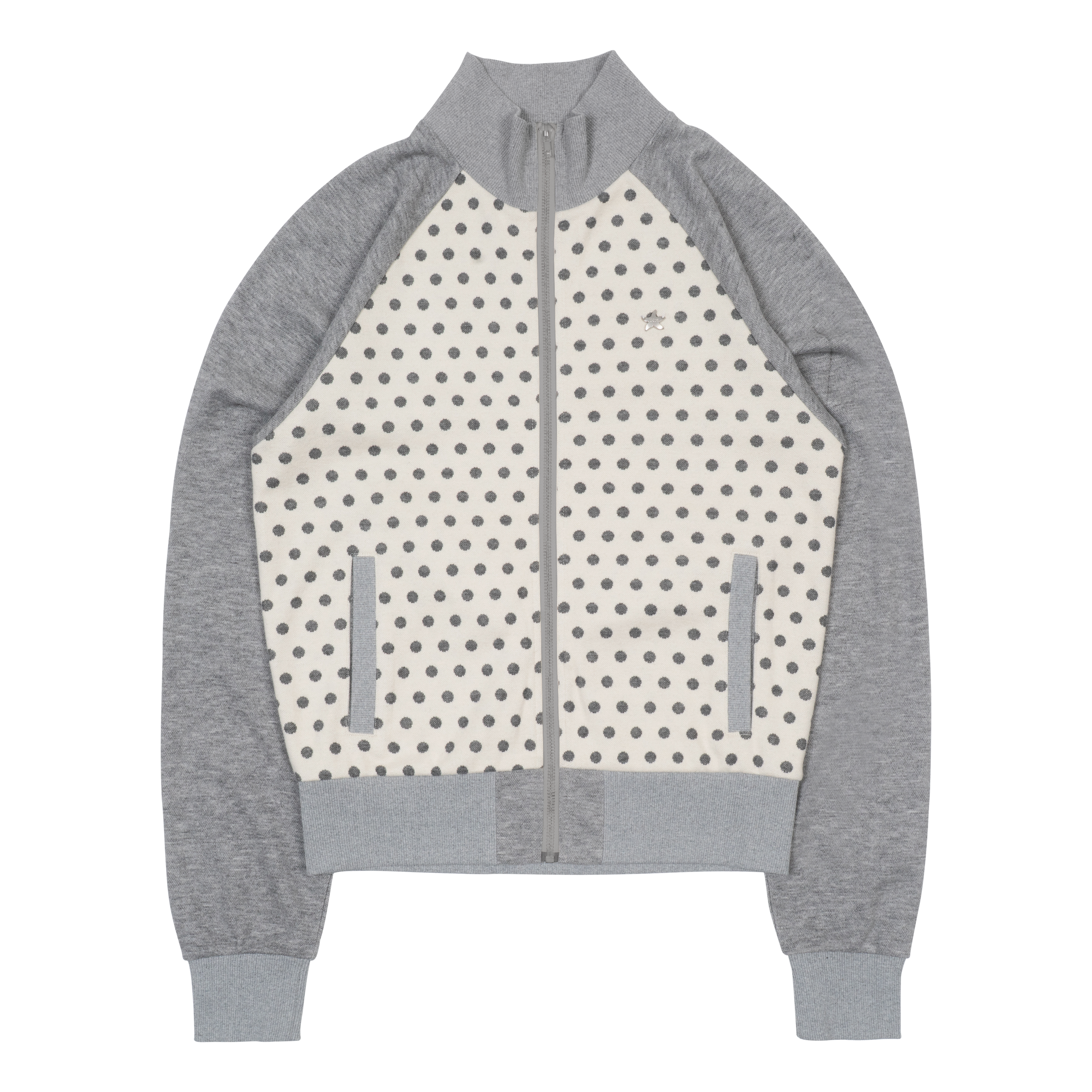 TCM dot raglan zip-up (beige/grey)