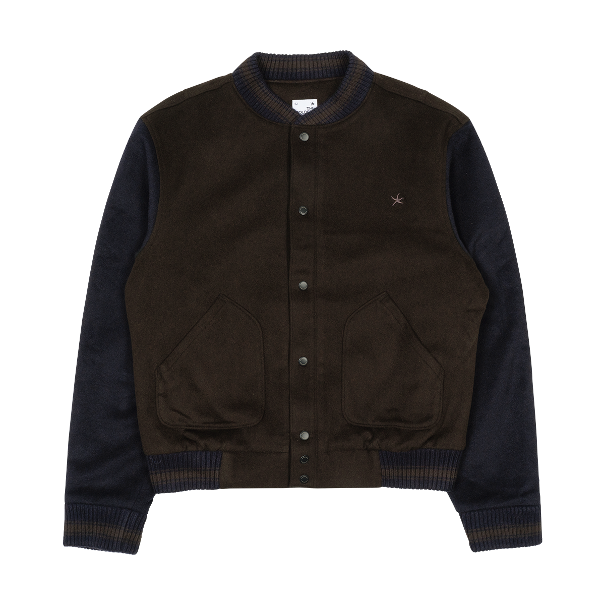 TCM mini logo varsity jacket (brown/navy)