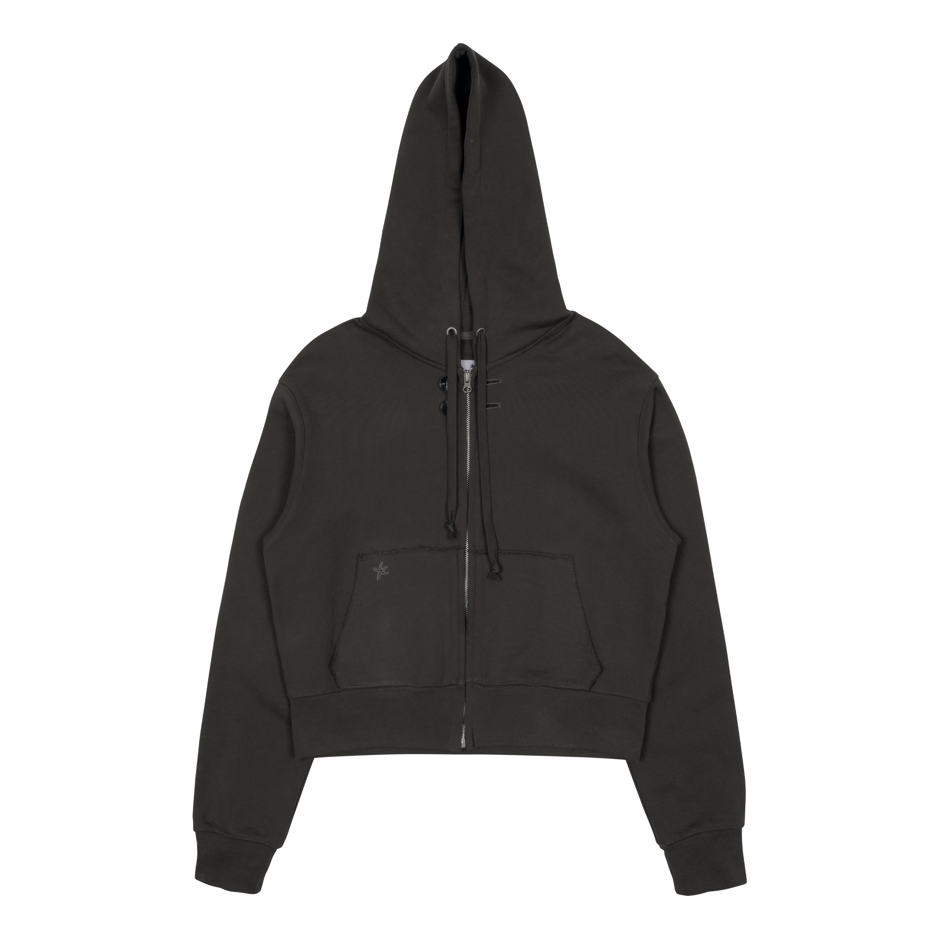 TCM vintage button hooded zip-up (charcoal)
