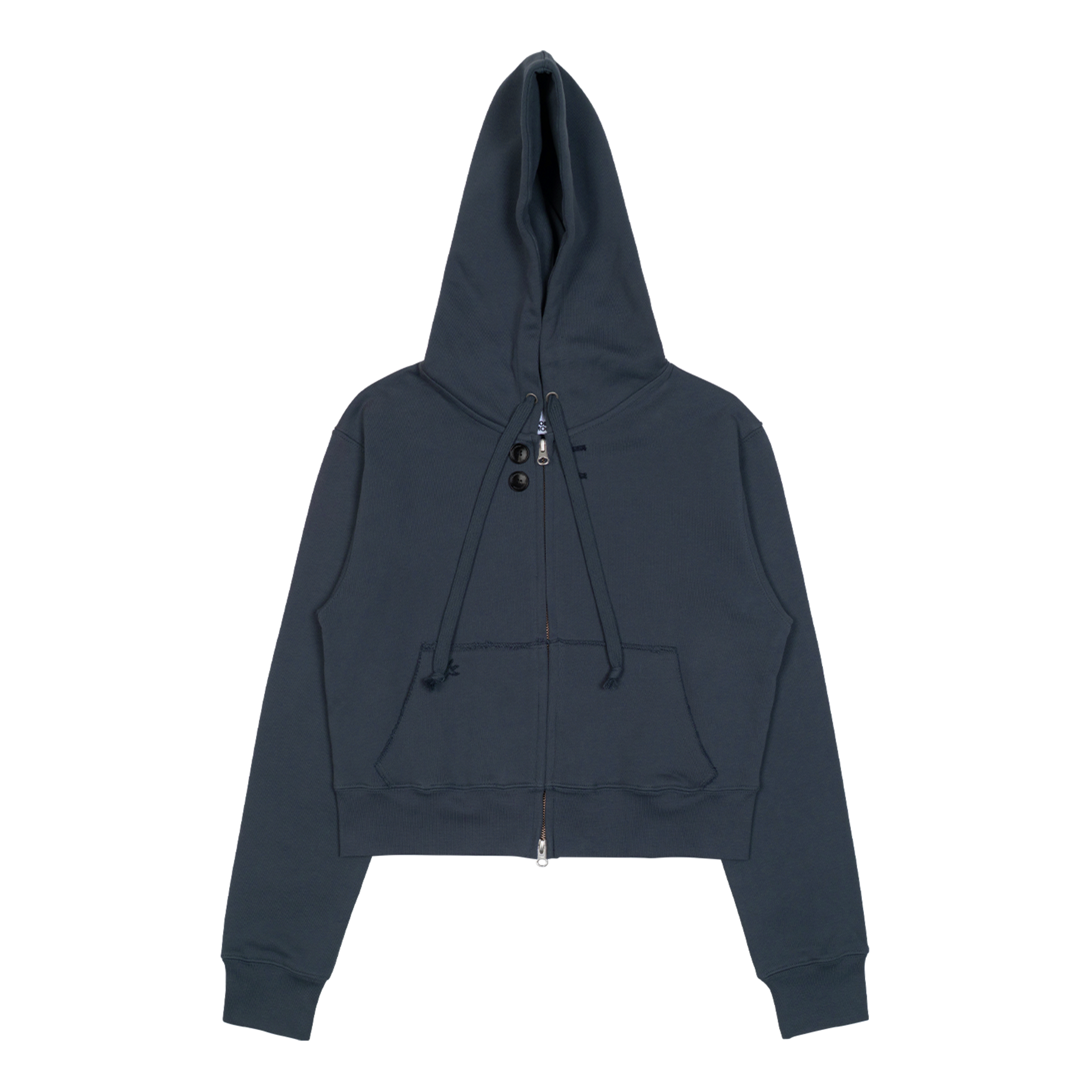 TCM vintage button hooded zip-up (blue)