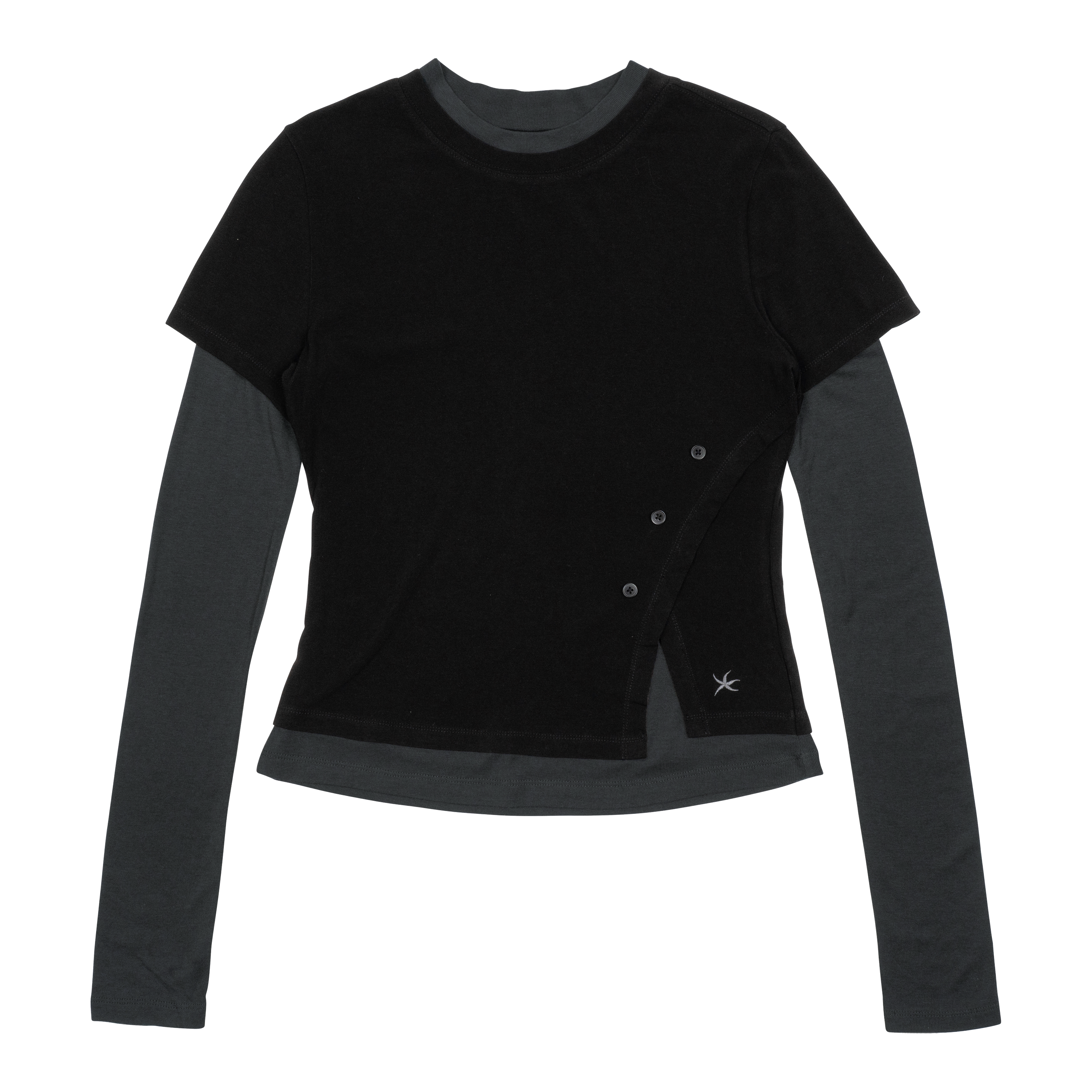 TCM layered button long sleeve (black)