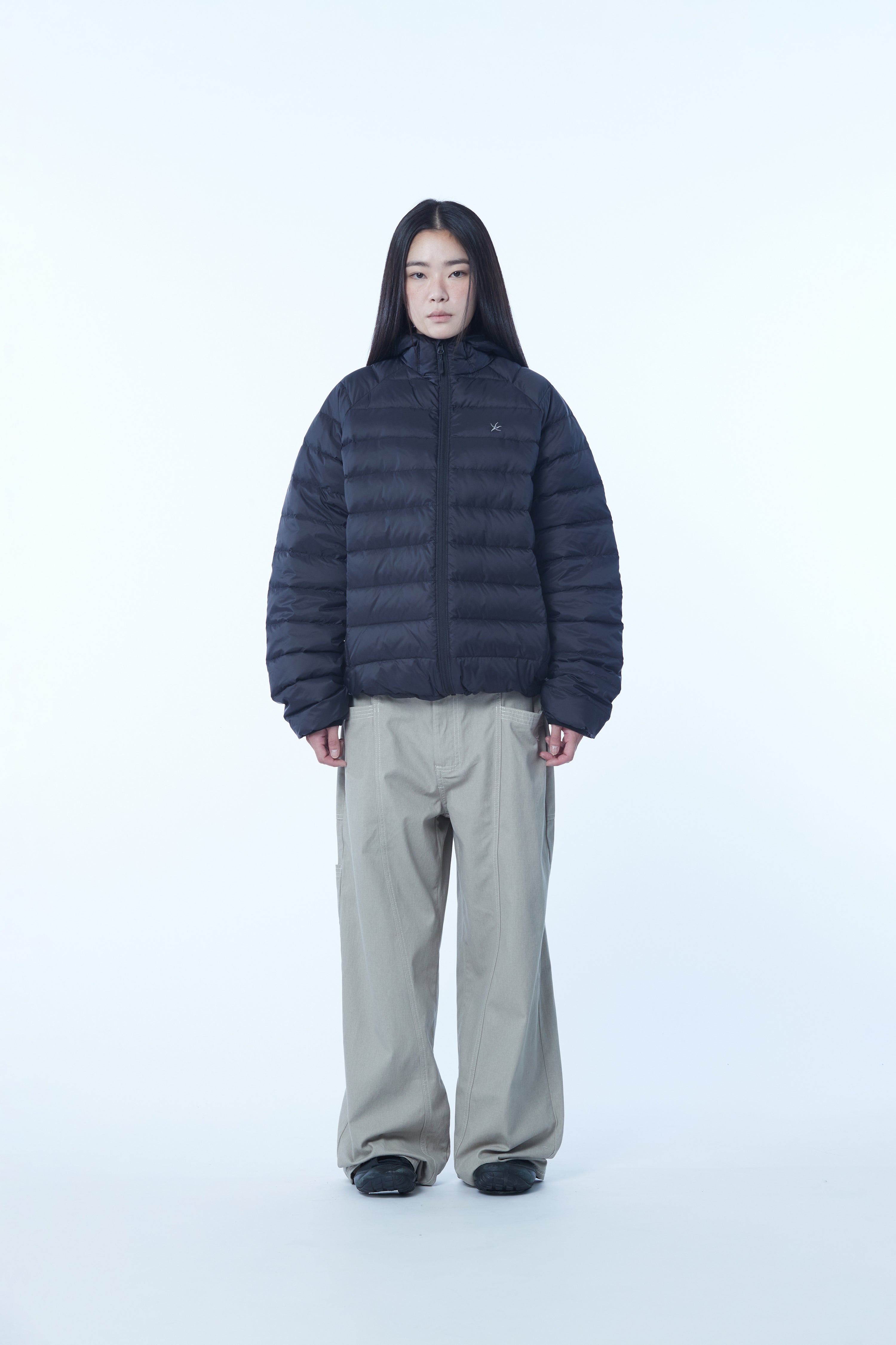 TCM mini logo raglan light puffer jacket (black)