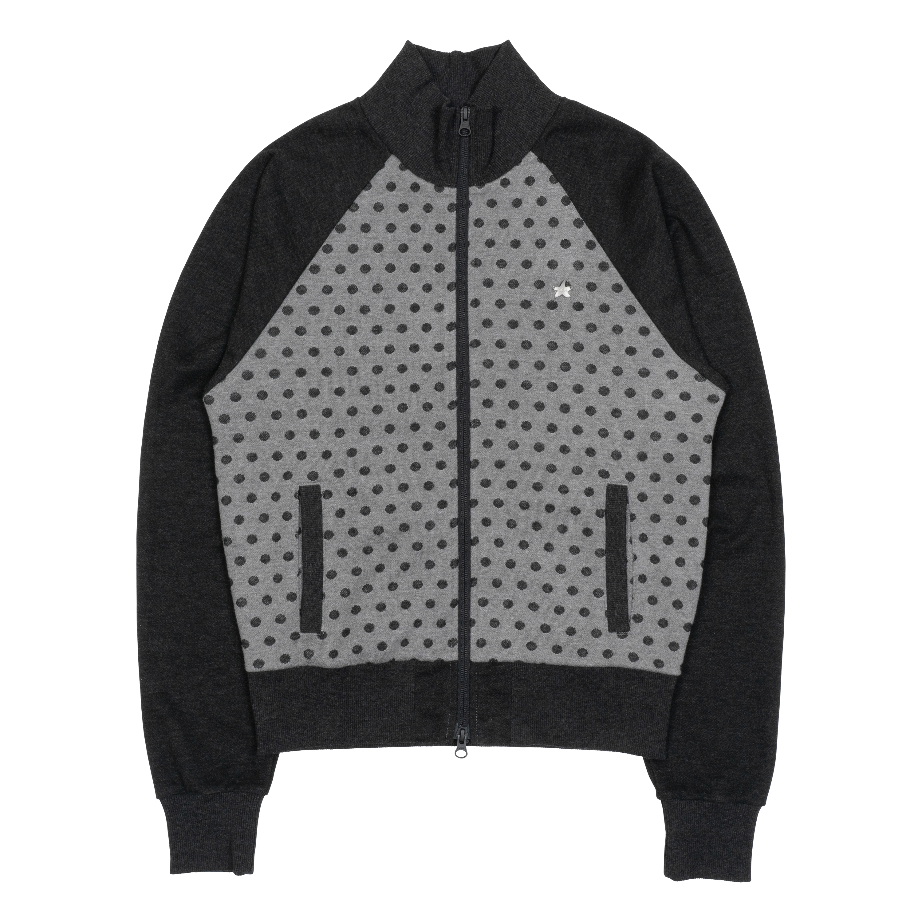TCM dot raglan zip-up (charcoal/black)