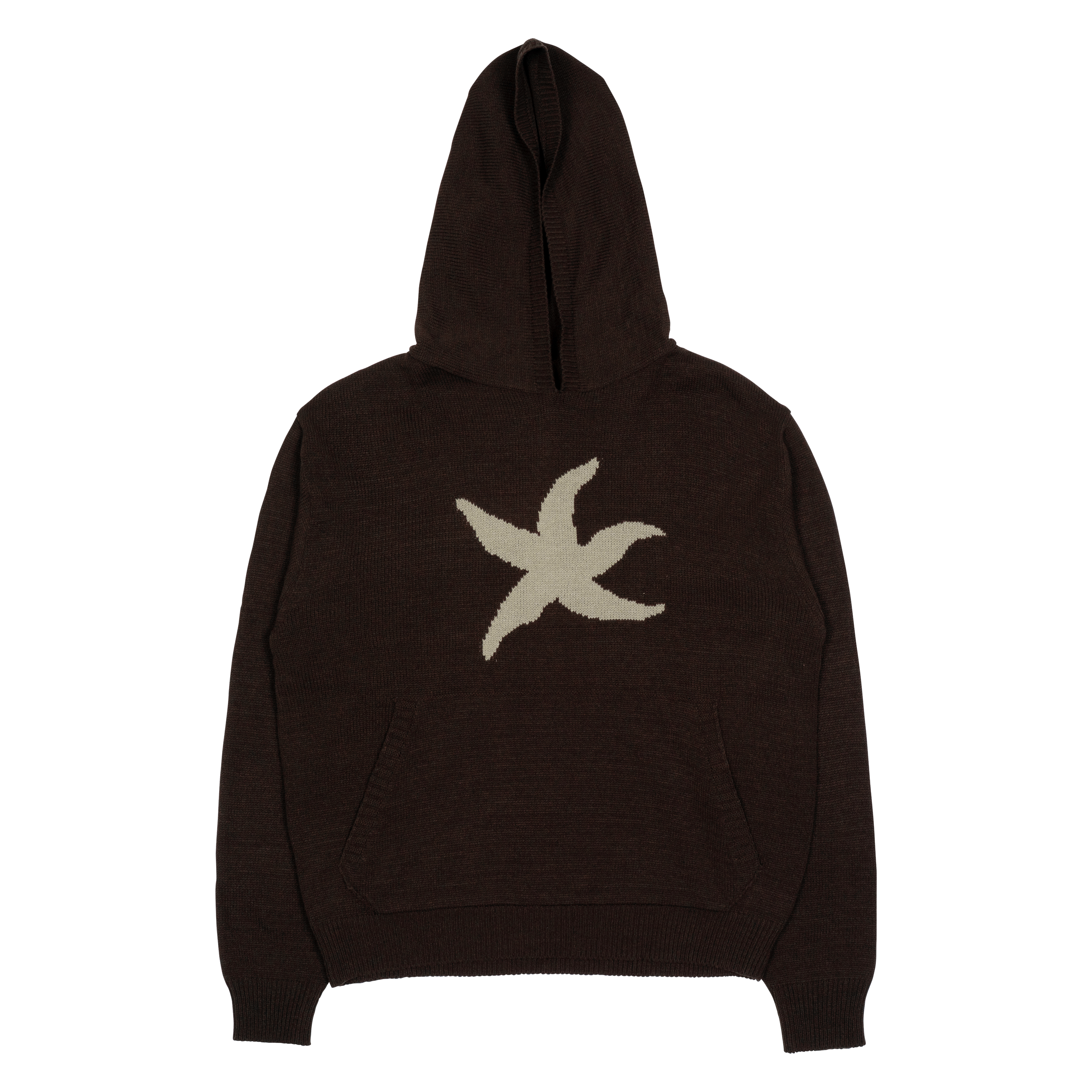 TCM starfish logo knit hoodie (brown)