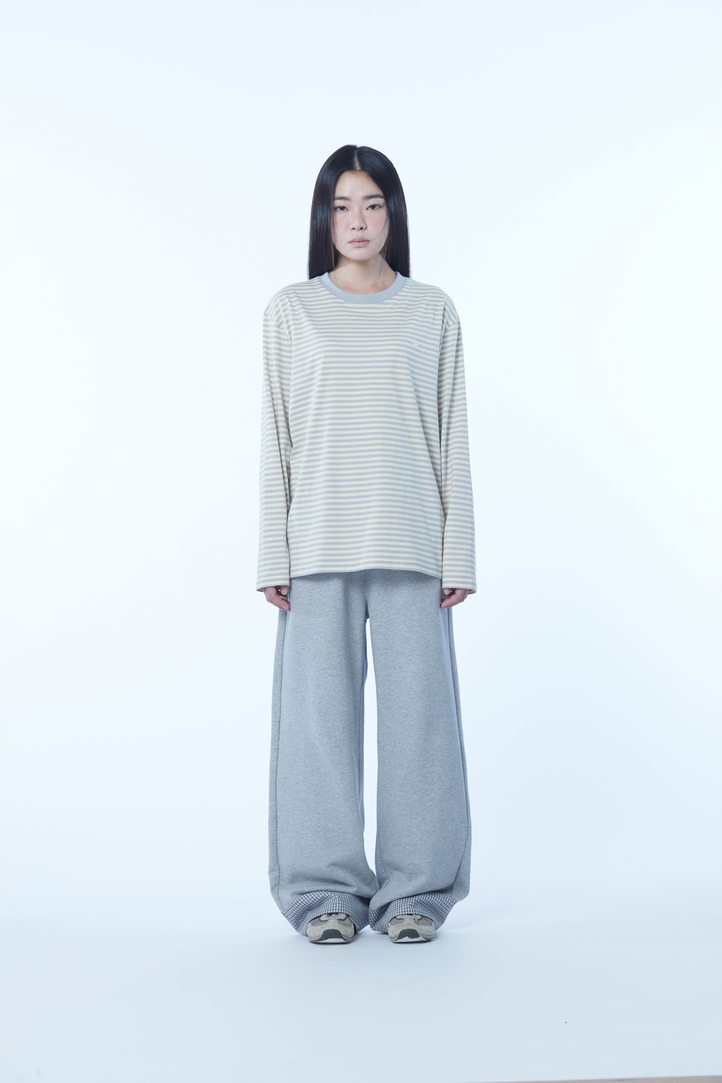 TCM hidden check sweat pants (melange grey)