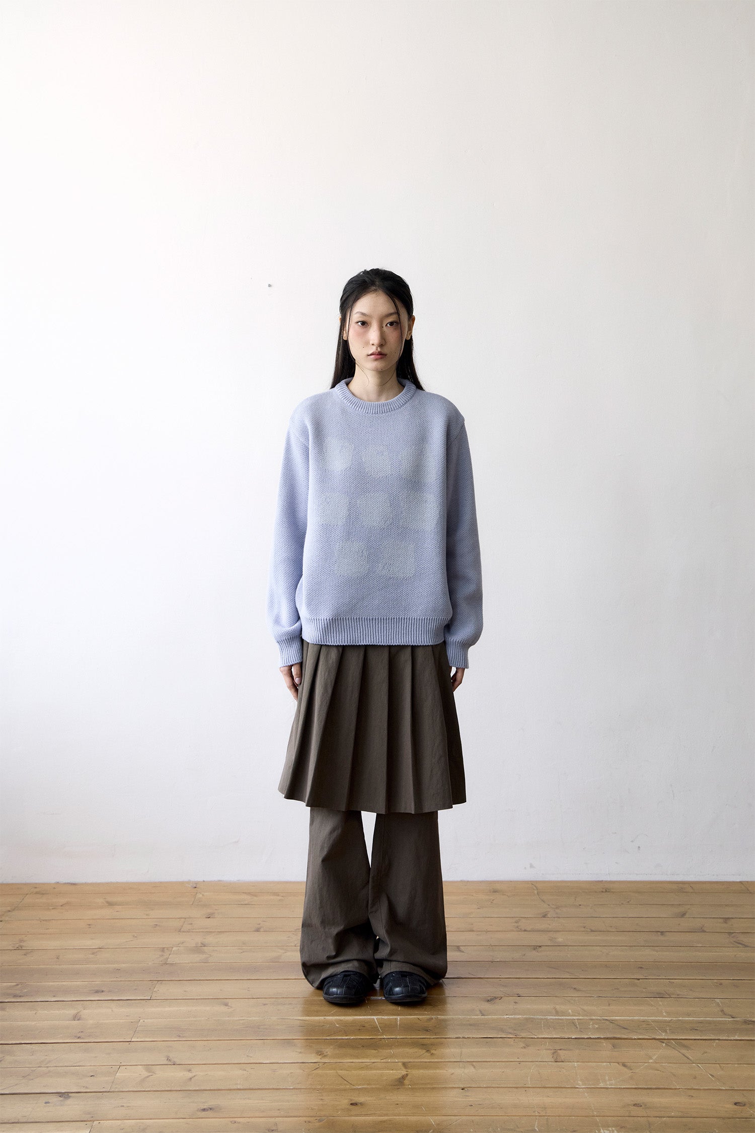 TCM skirt layered pants (brown)