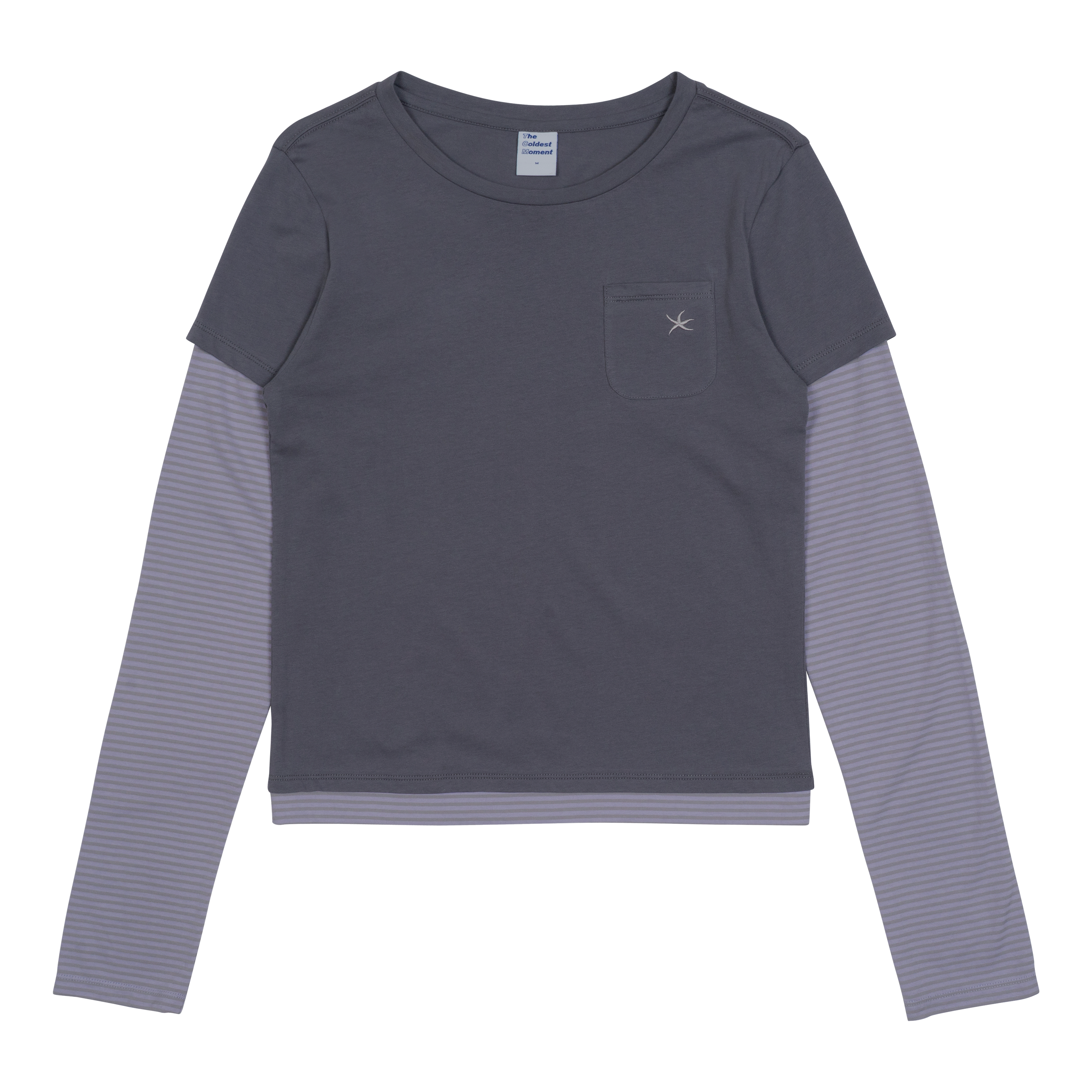 TCM stripe layered long sleeve (charcoal)