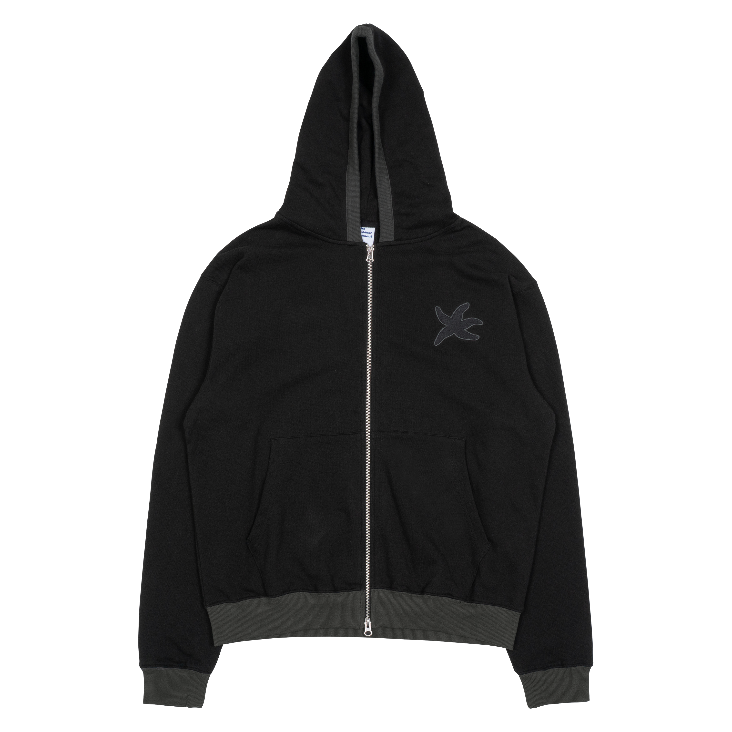TCM line hooded zip-up (black)