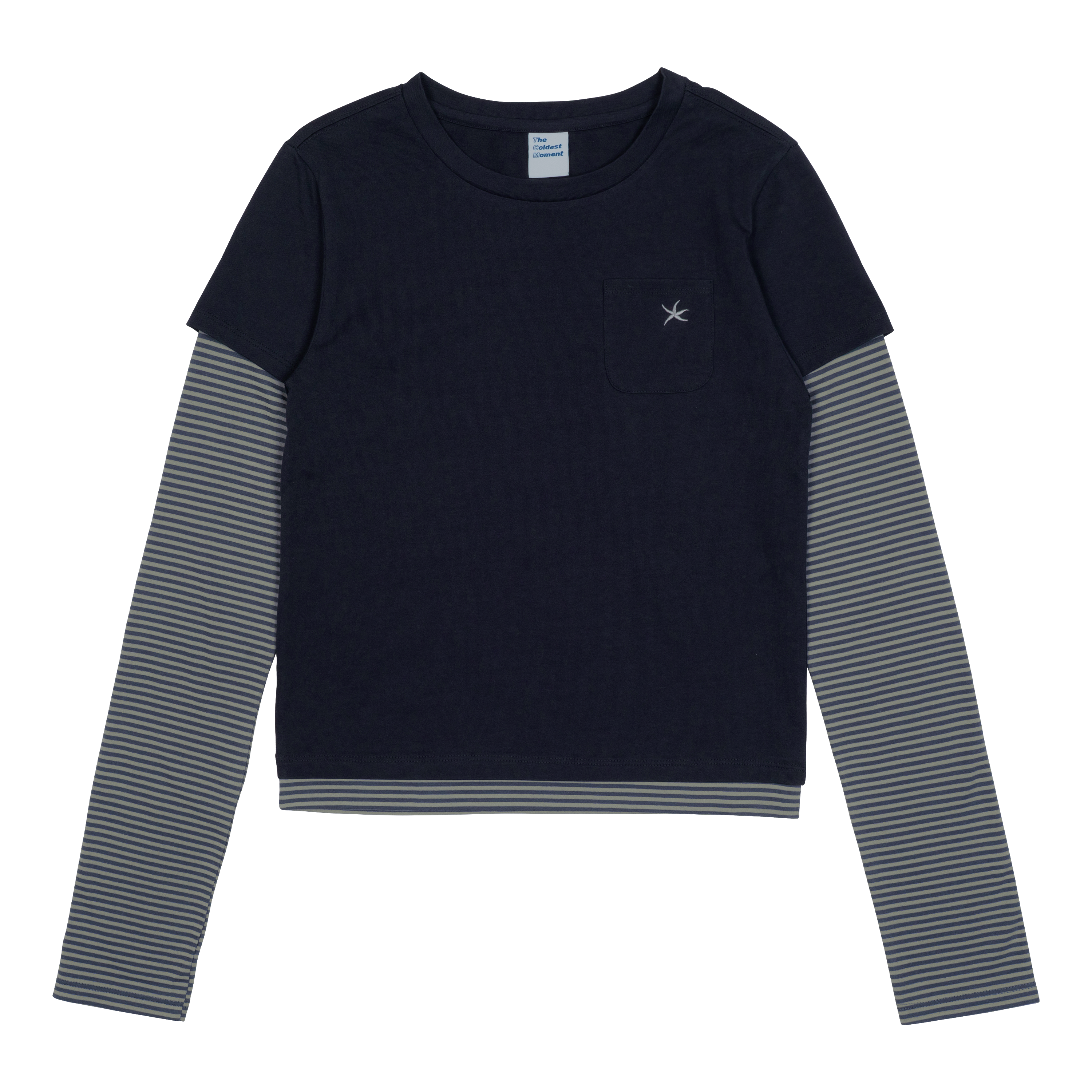 TCM stripe layered long sleeve (navy)