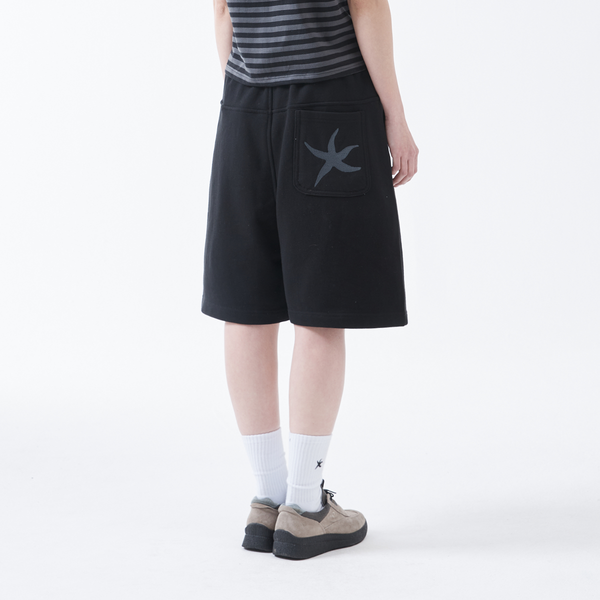 TCM black back logo sweat shorts minimalist com...