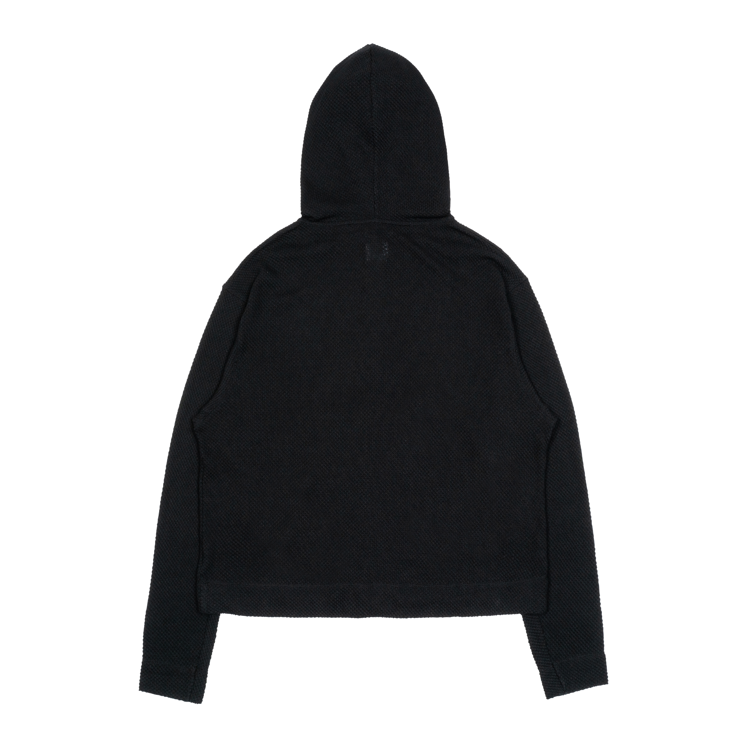 TCM waffle hooded crop jacket (black)