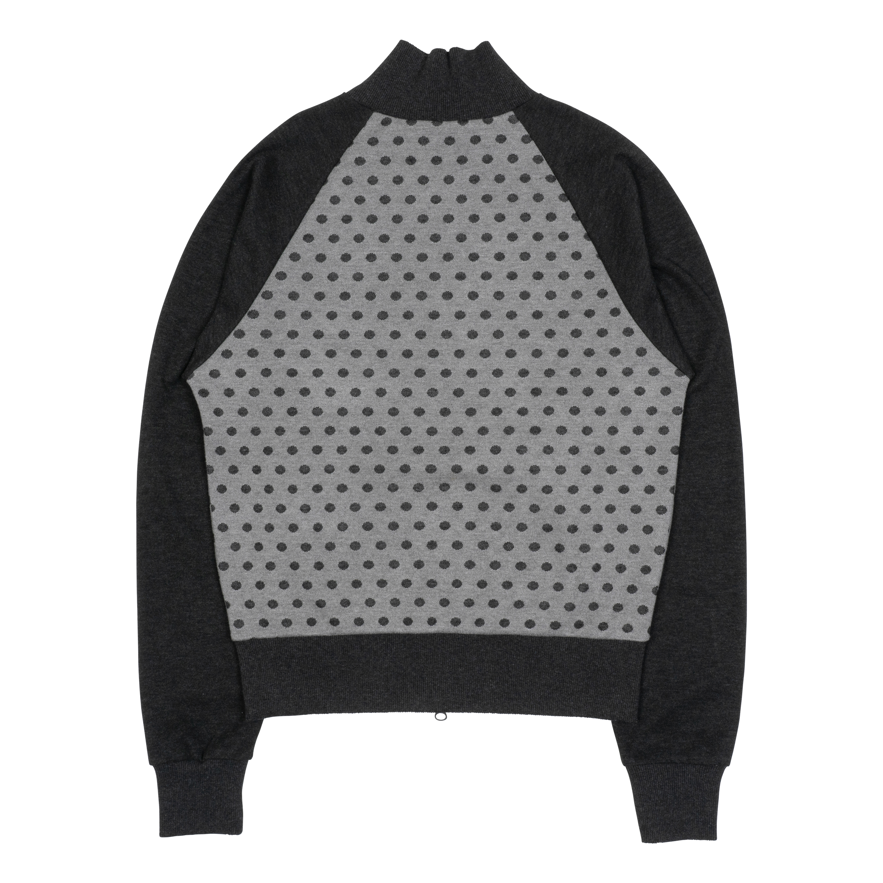 TCM dot raglan zip-up (charcoal/black)