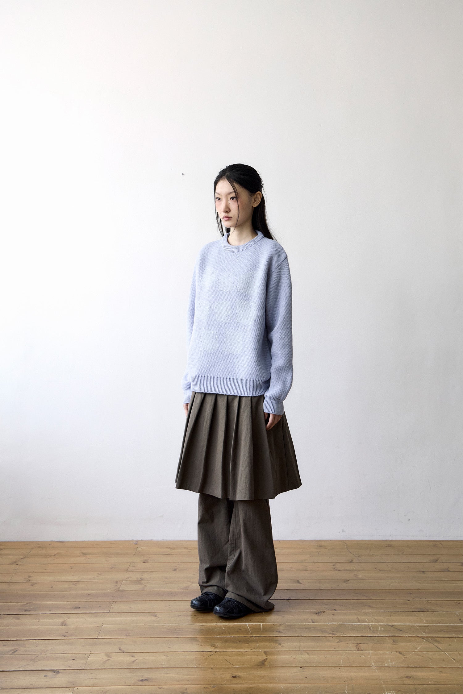TCM skirt layered pants (brown)