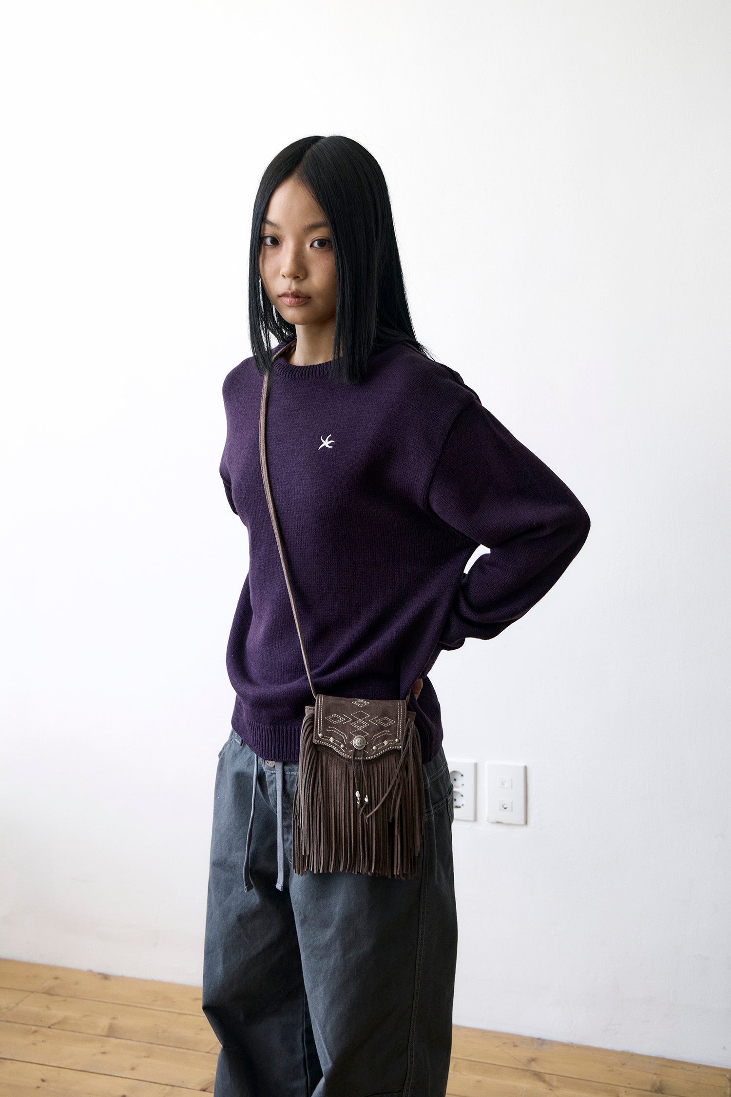 TCM fringe mini bag (brown)