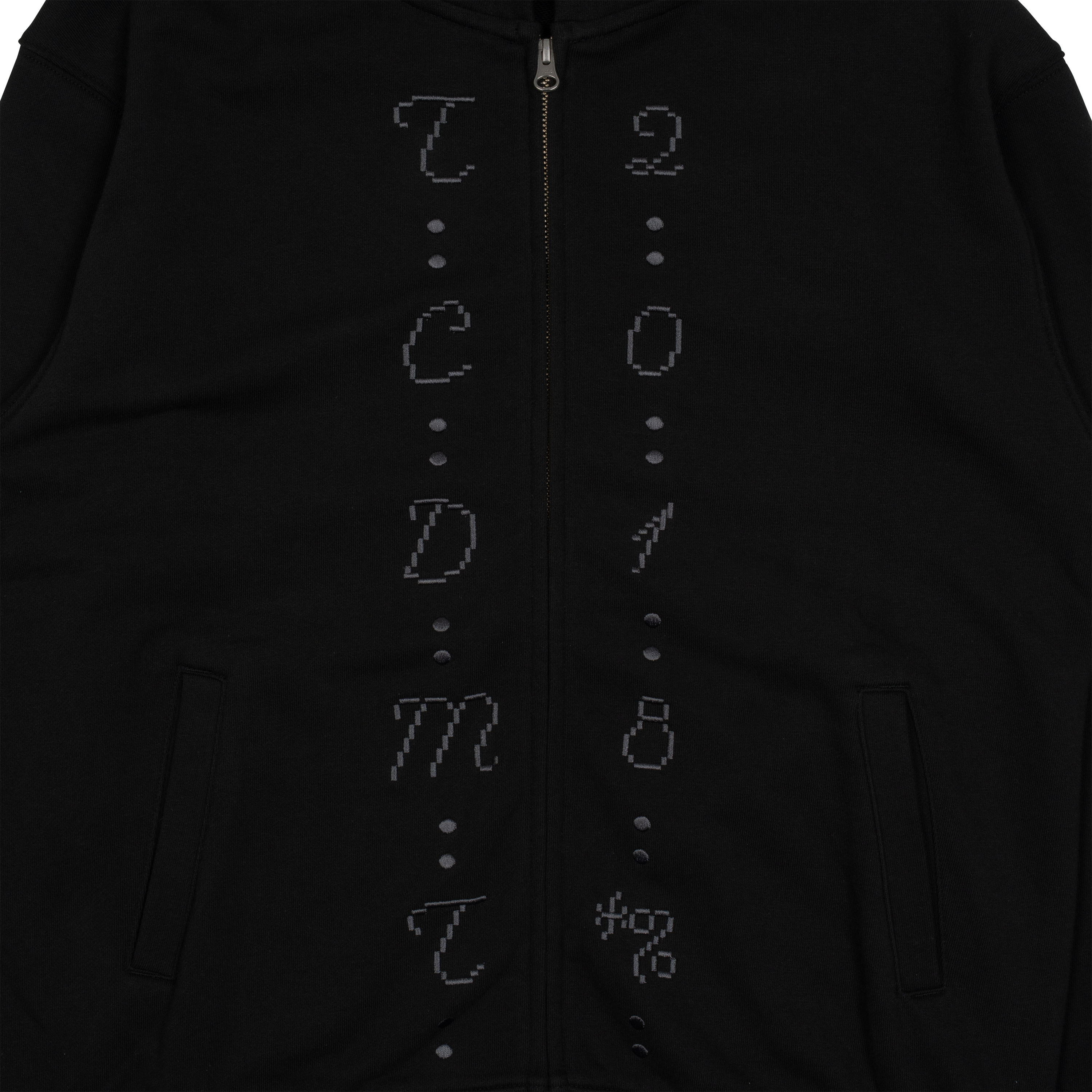 TCM center stitch hooded zip-up (black)