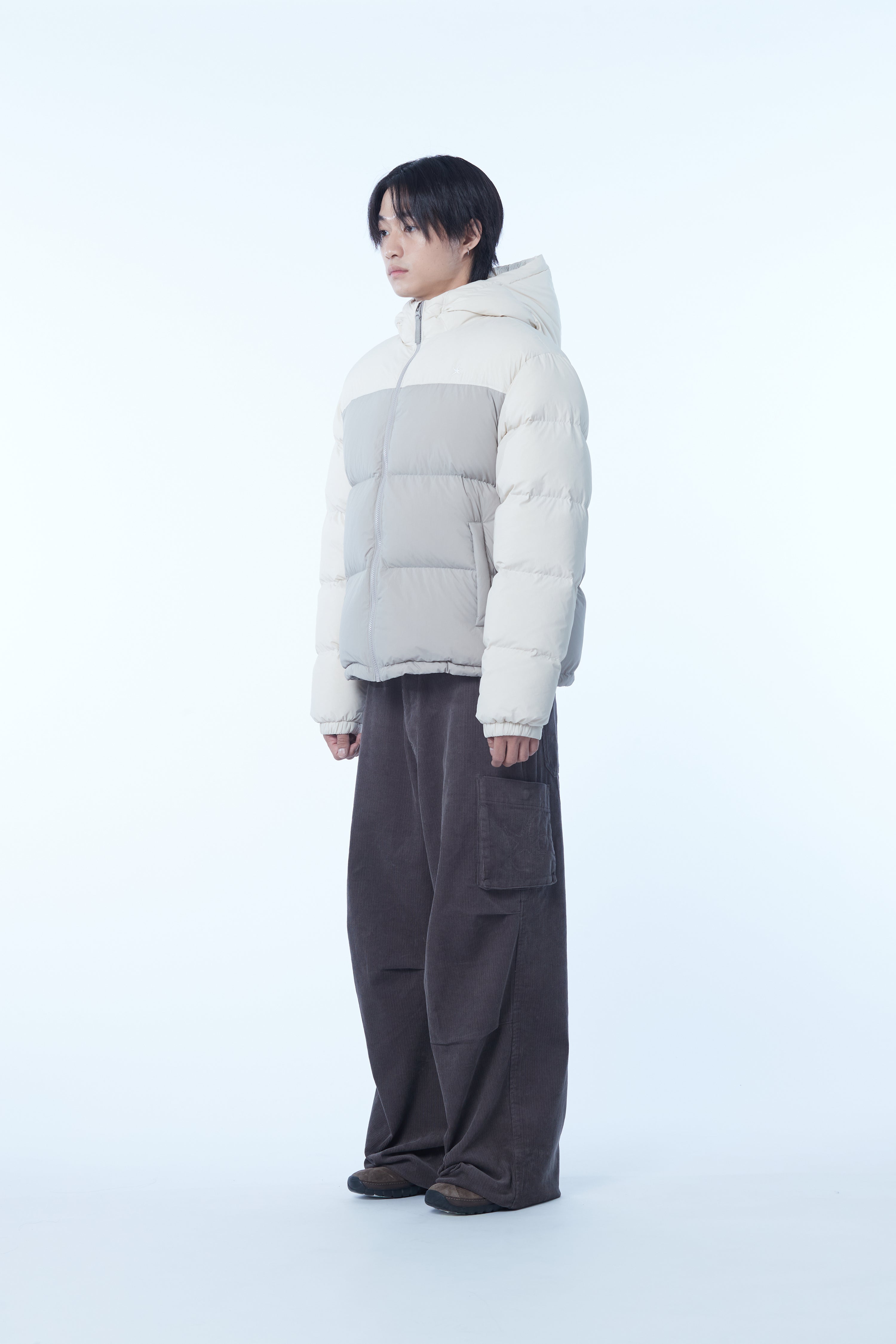 TCM color block puffer jacket (grey)