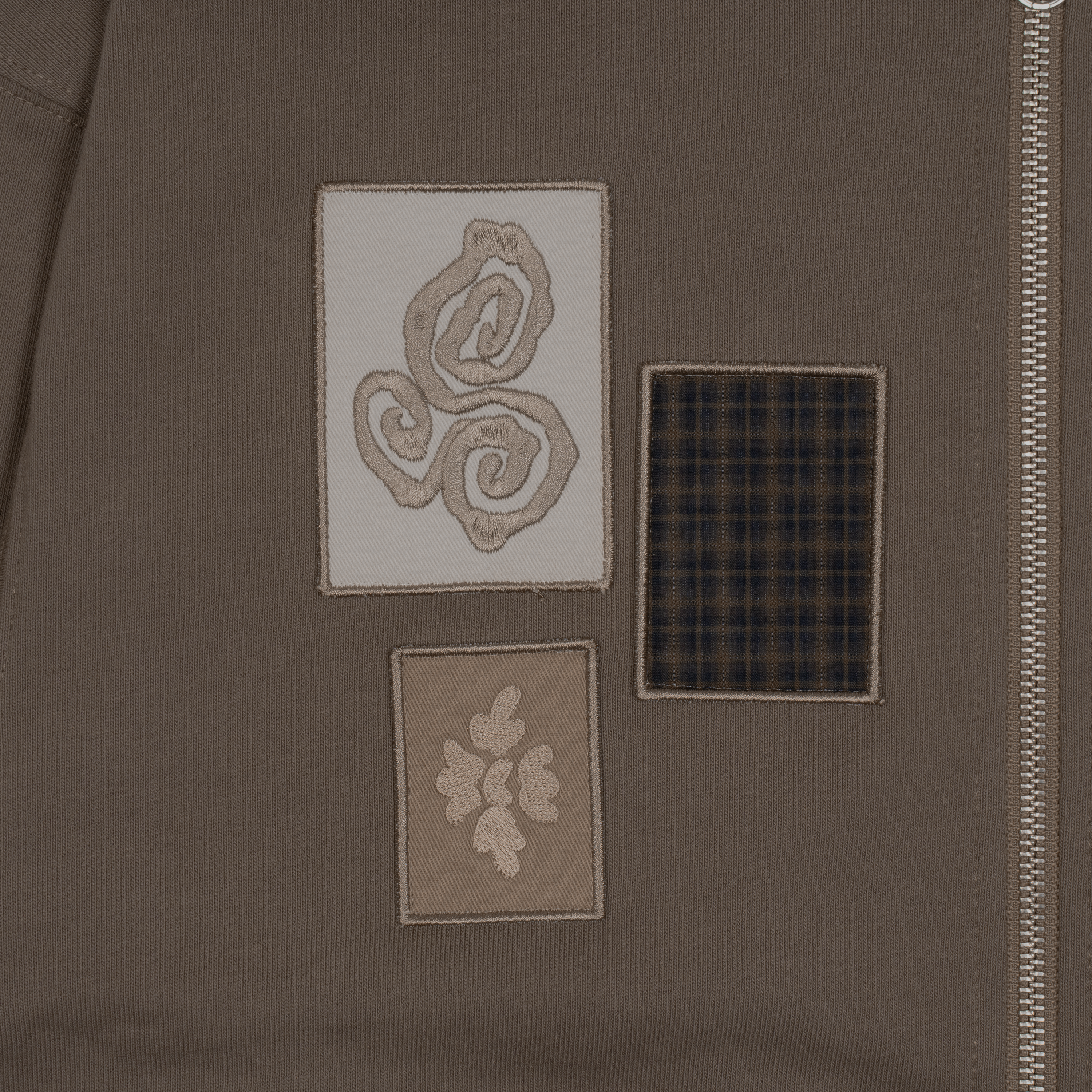 TCM frame hooded zip-up (brown)