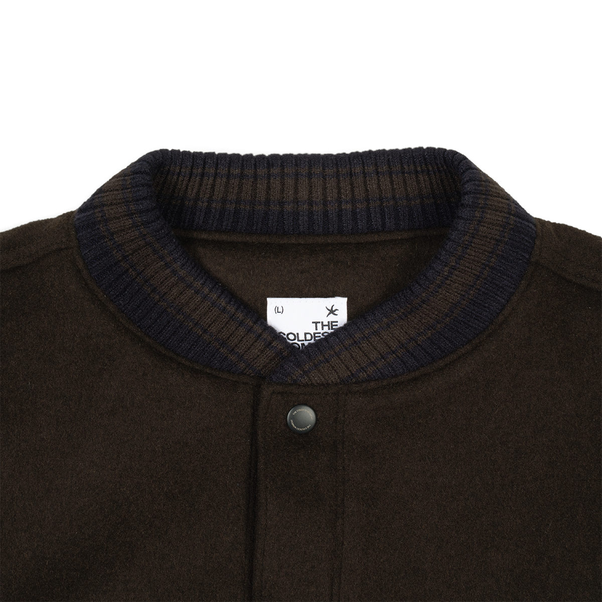 TCM mini logo varsity jacket (brown/navy)