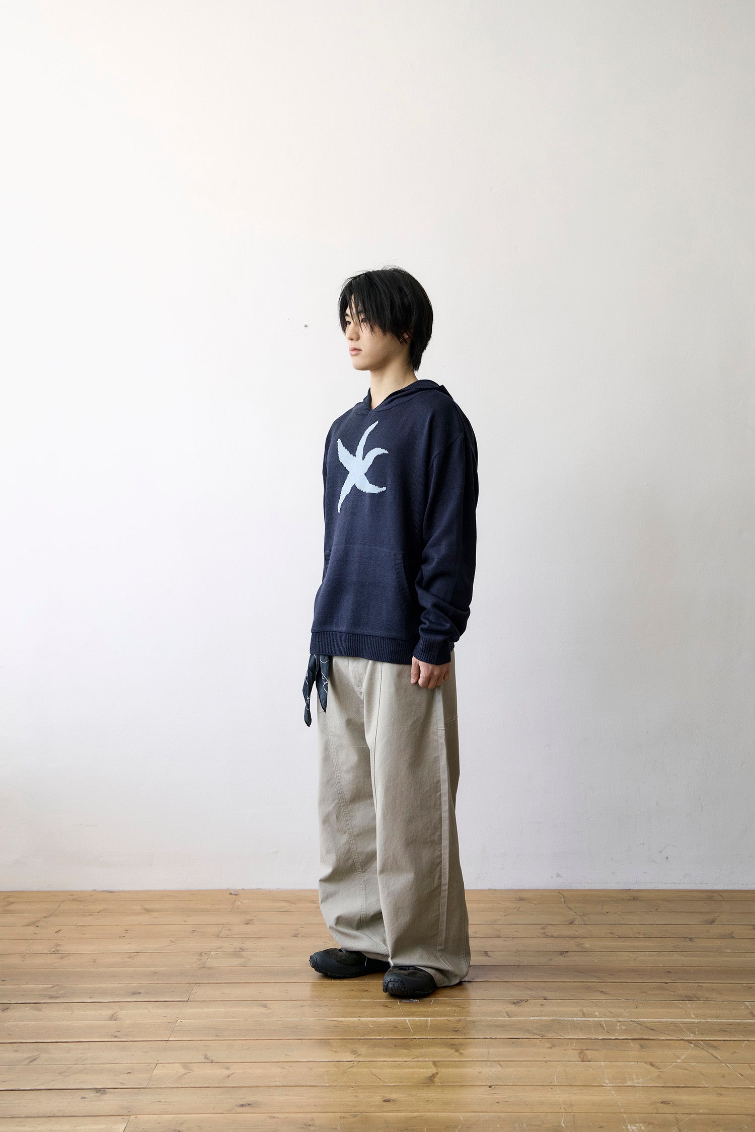 TCM starfish logo knit hoodie (navy)