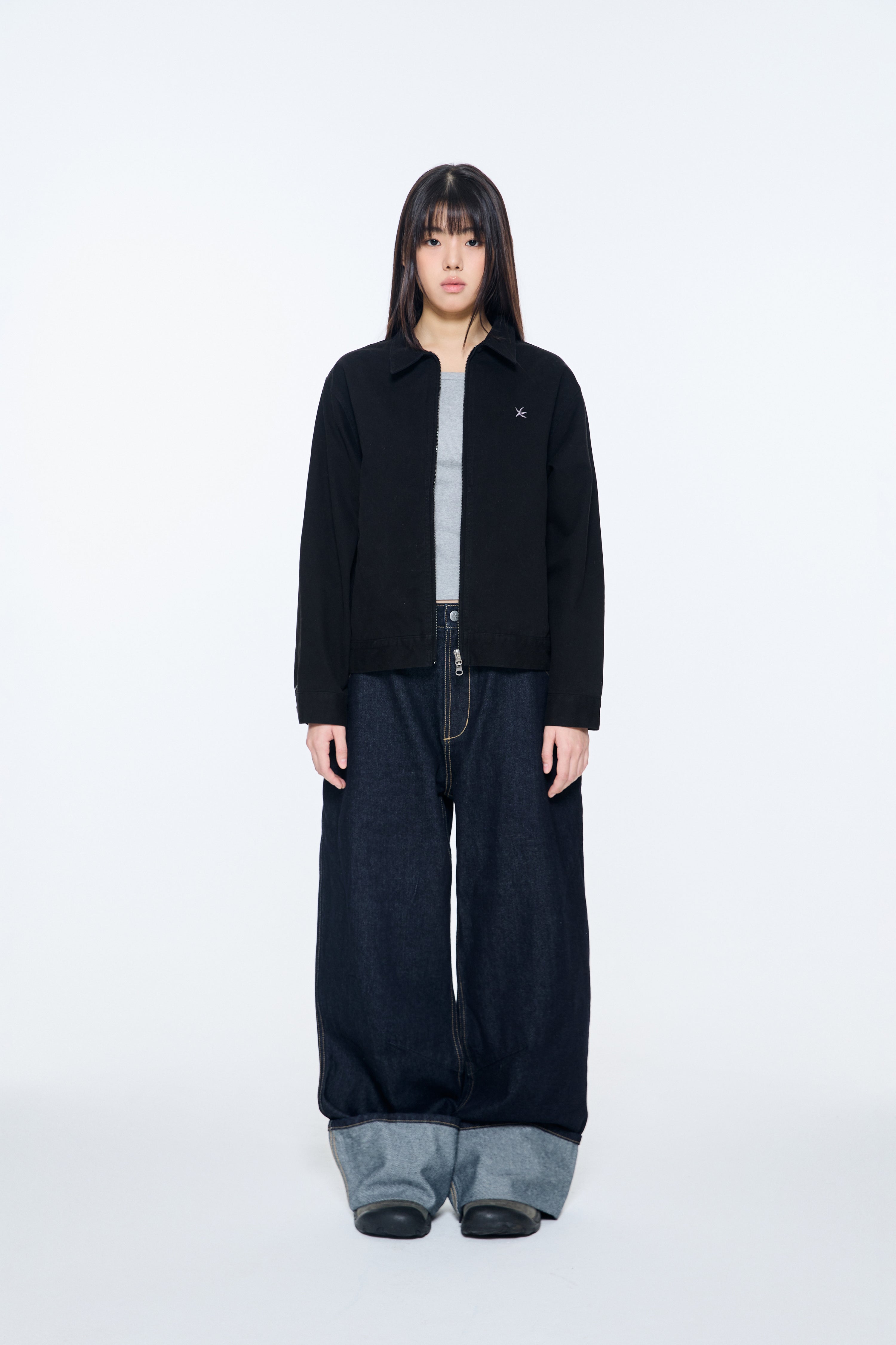 TCM washed mini logo jacket (black)