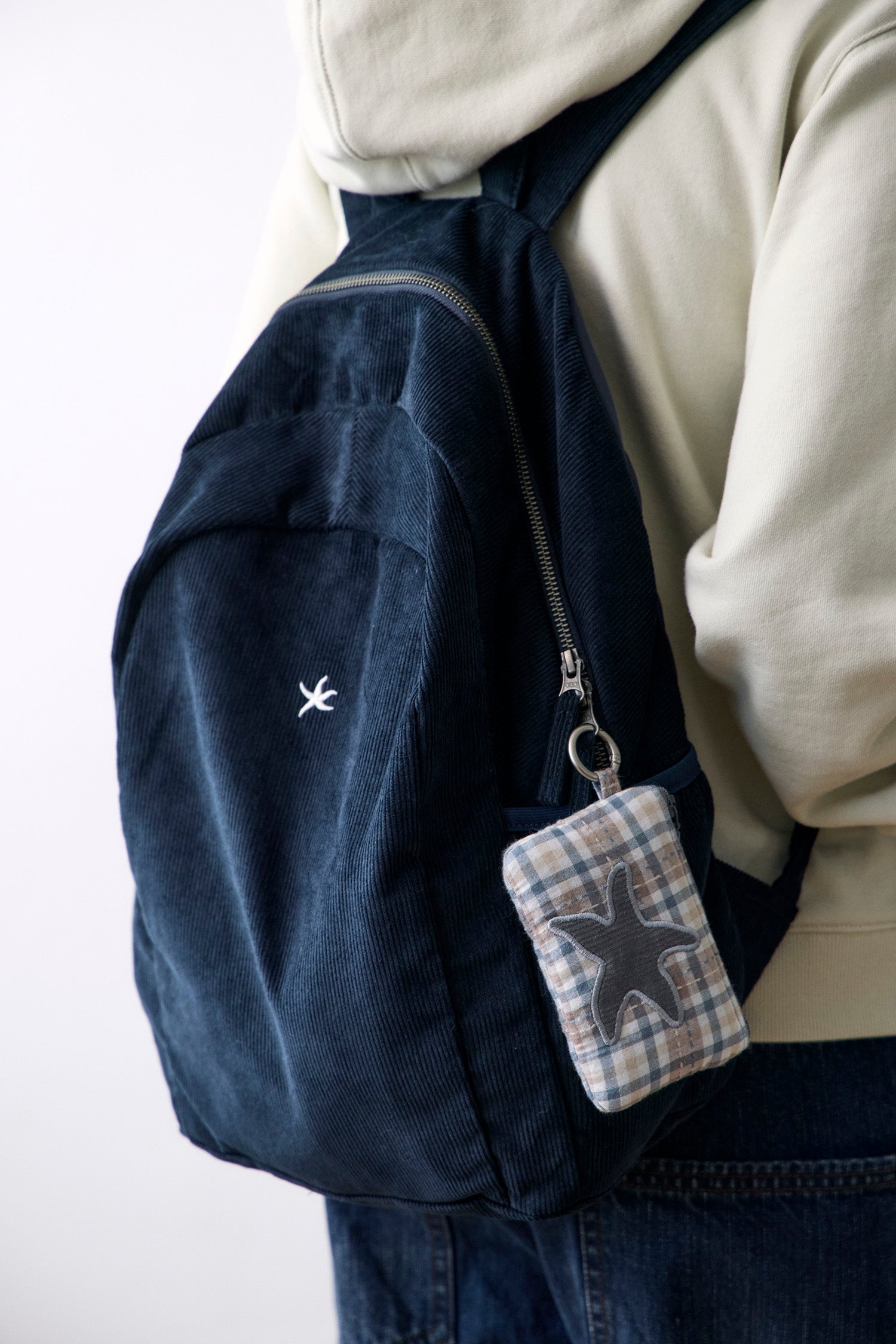 TCM mini logo corduroy backpack (navy)