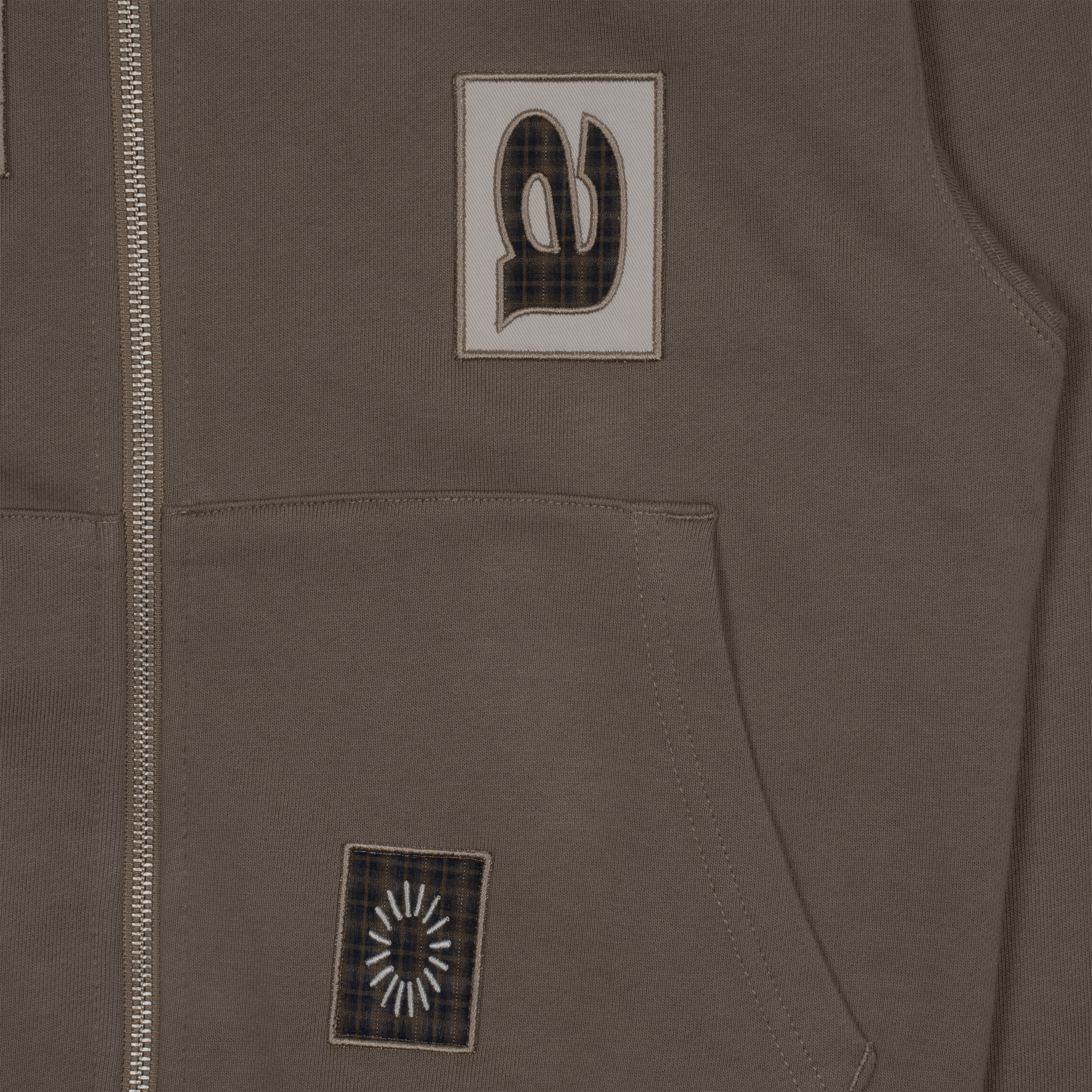 TCM frame hooded zip-up (brown)