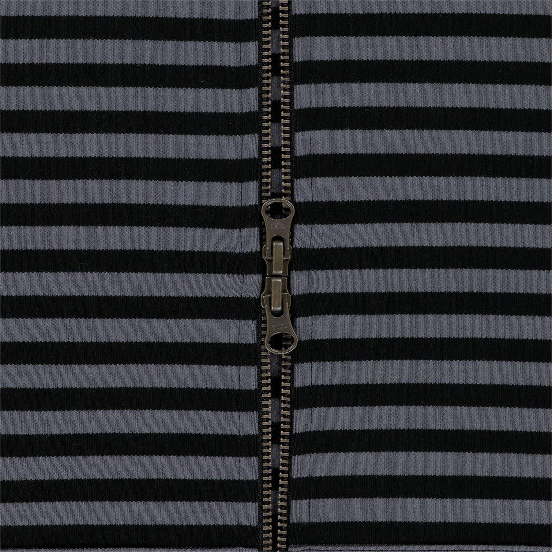 TCM stripe hooded zip-up (charcoal/black)