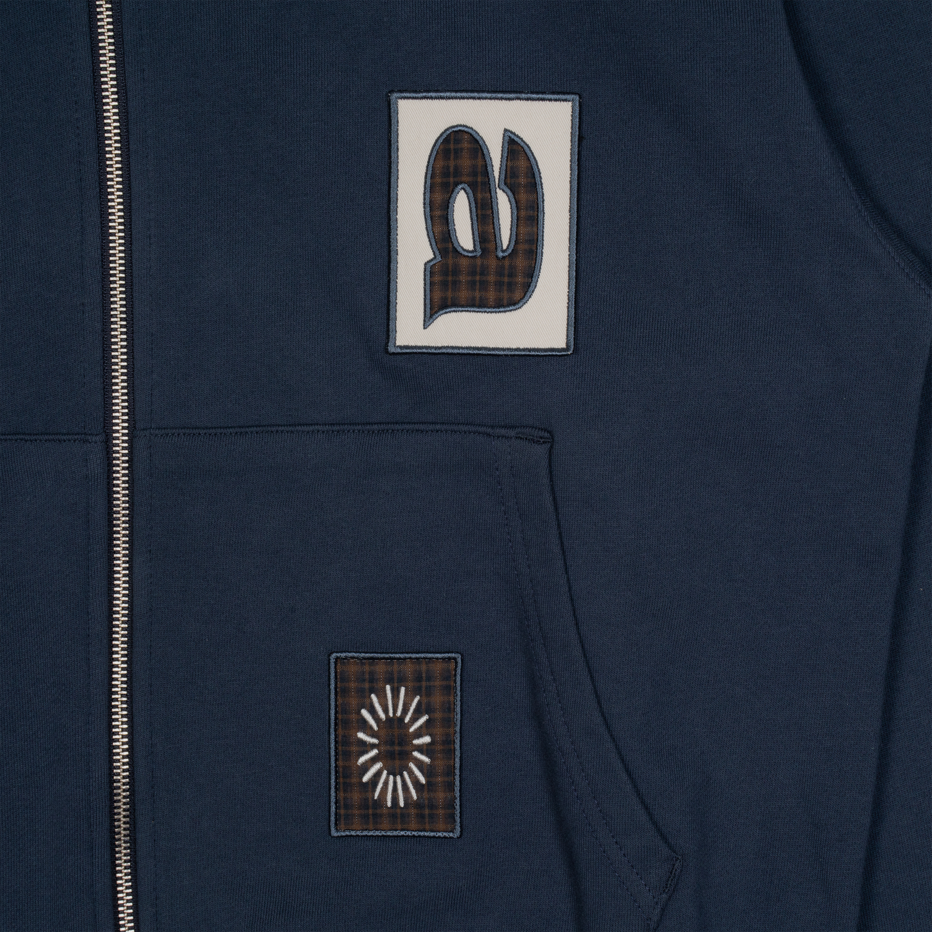 TCM frame hooded zip-up (navy)