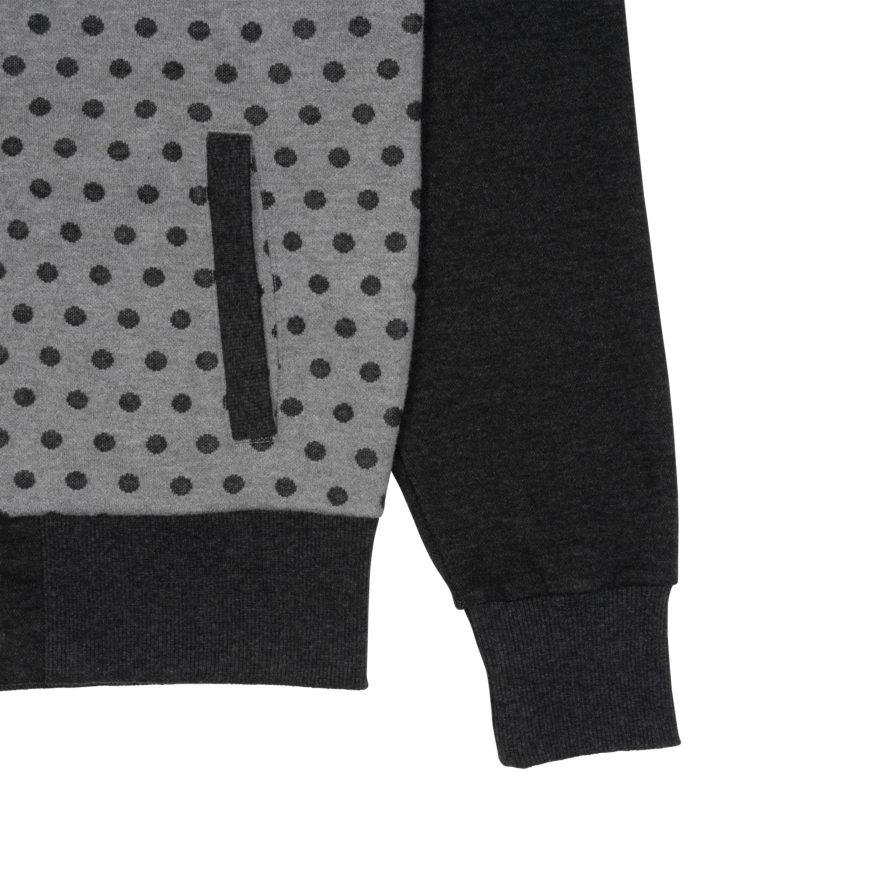 TCM dot raglan zip-up (charcoal/black)