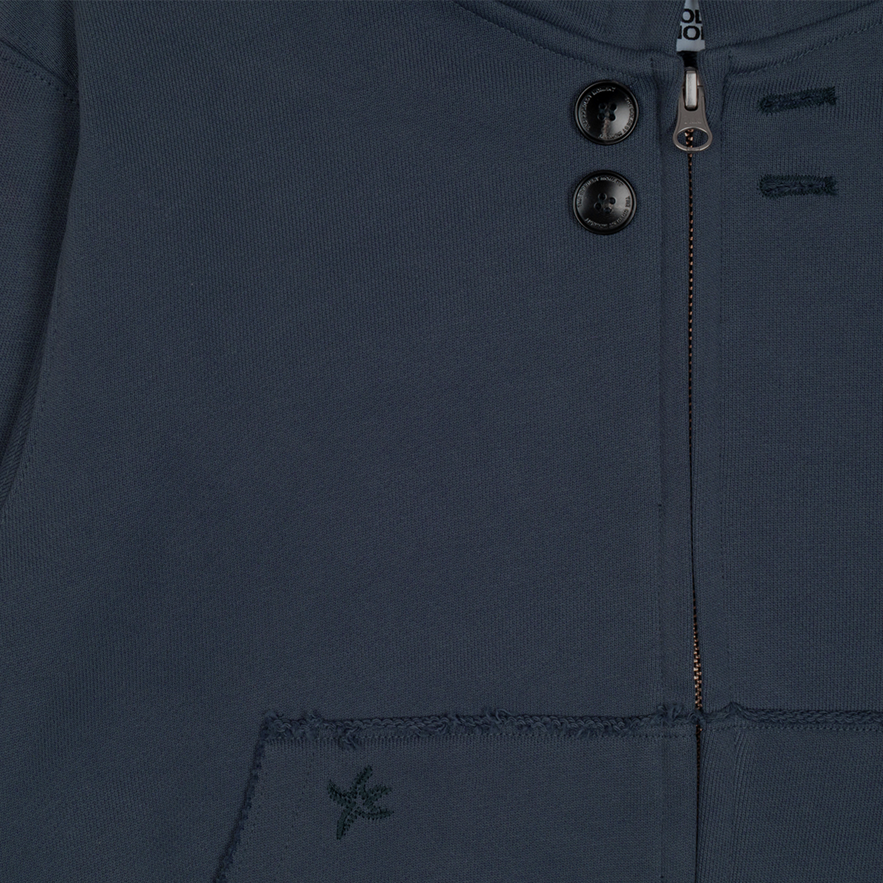 TCM vintage button hooded zip-up (blue)