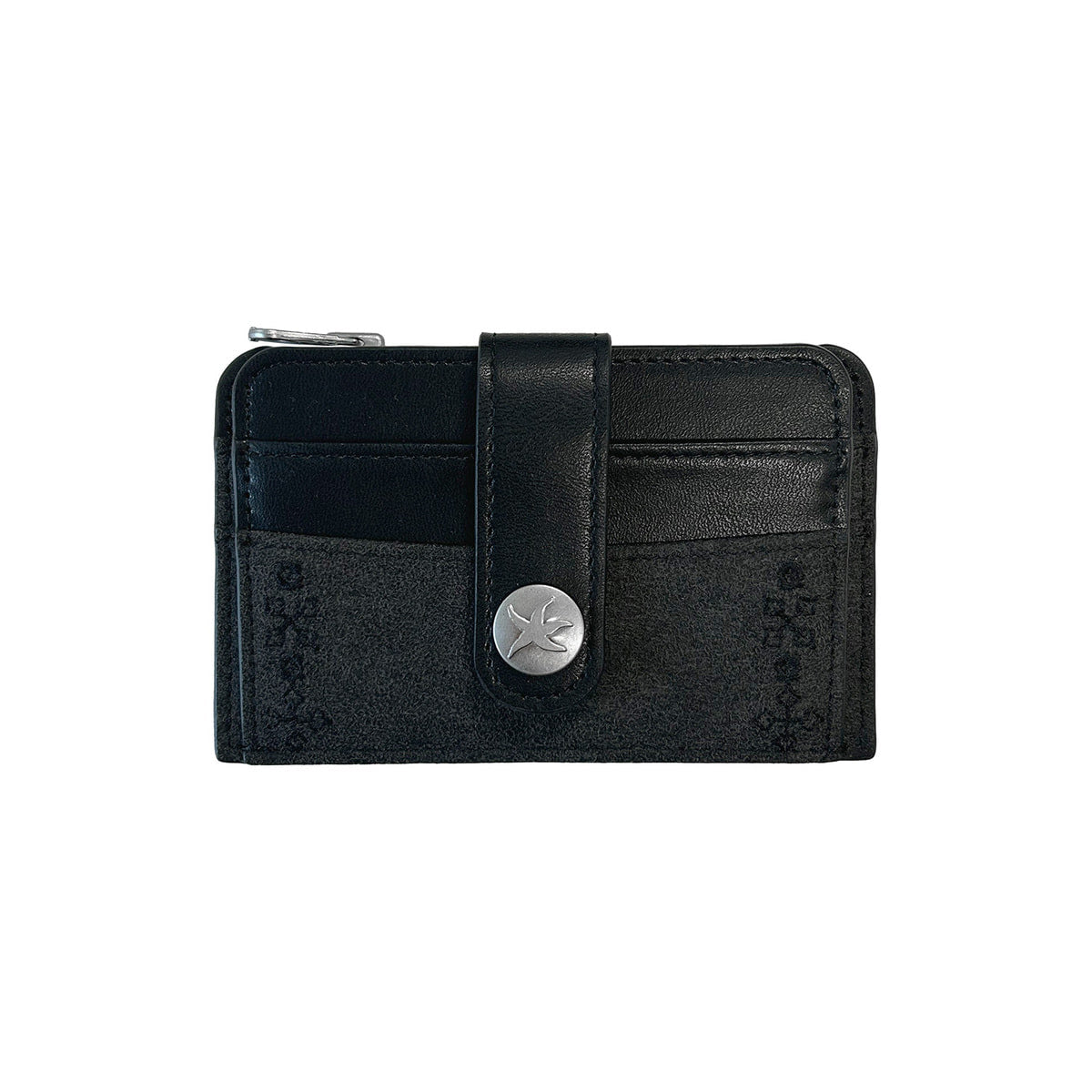 TCM suade buckle card wallet black minimalist