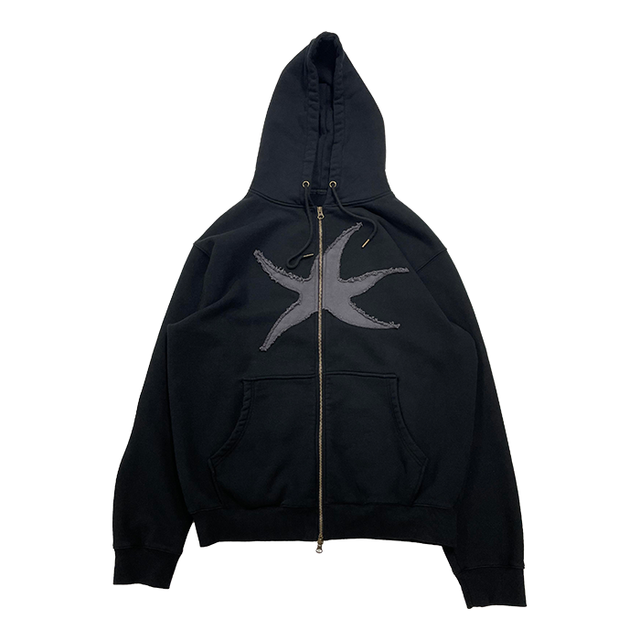 TCM black starfish hooded zip-up minimalist unisex