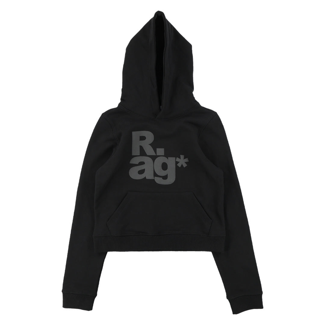 TCM black rag hoodie minimalist style womens