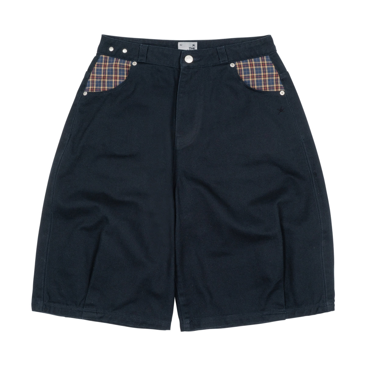 TCM navy check pocket cotton shorts minimalist ...