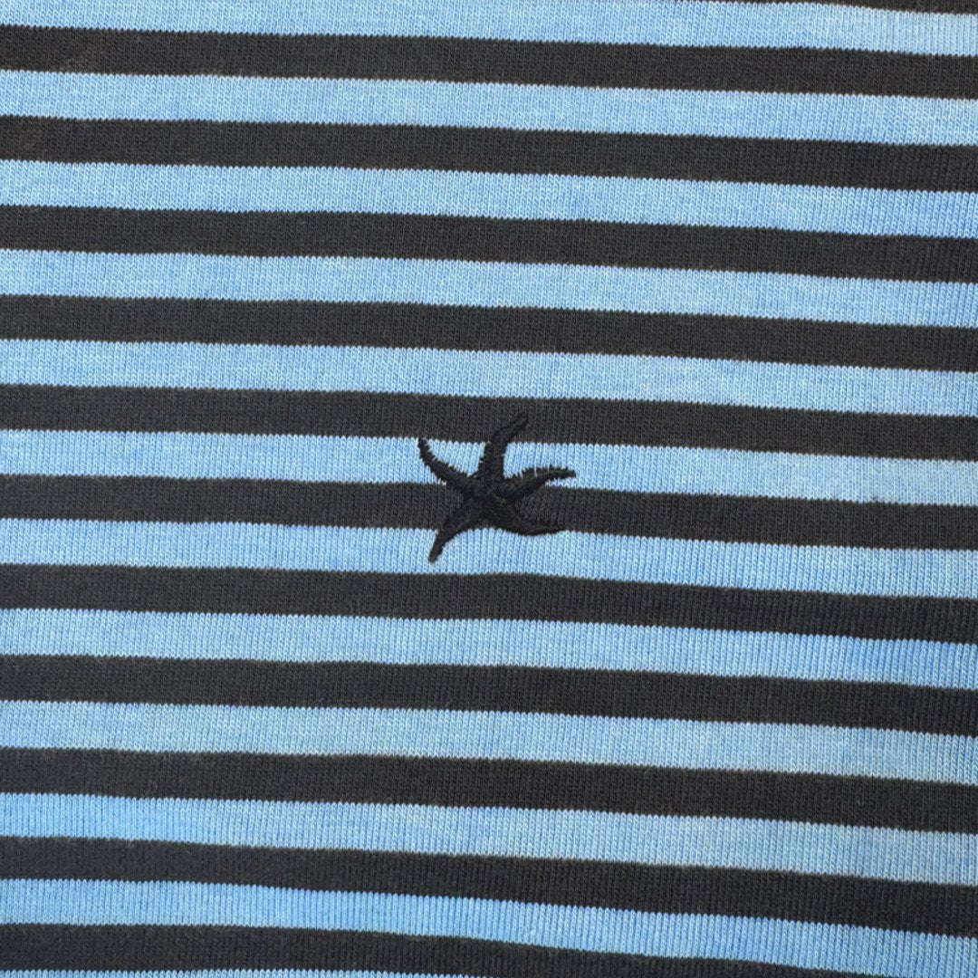 TCM mini logo stripe long sleeve (sky blue/charcoal)