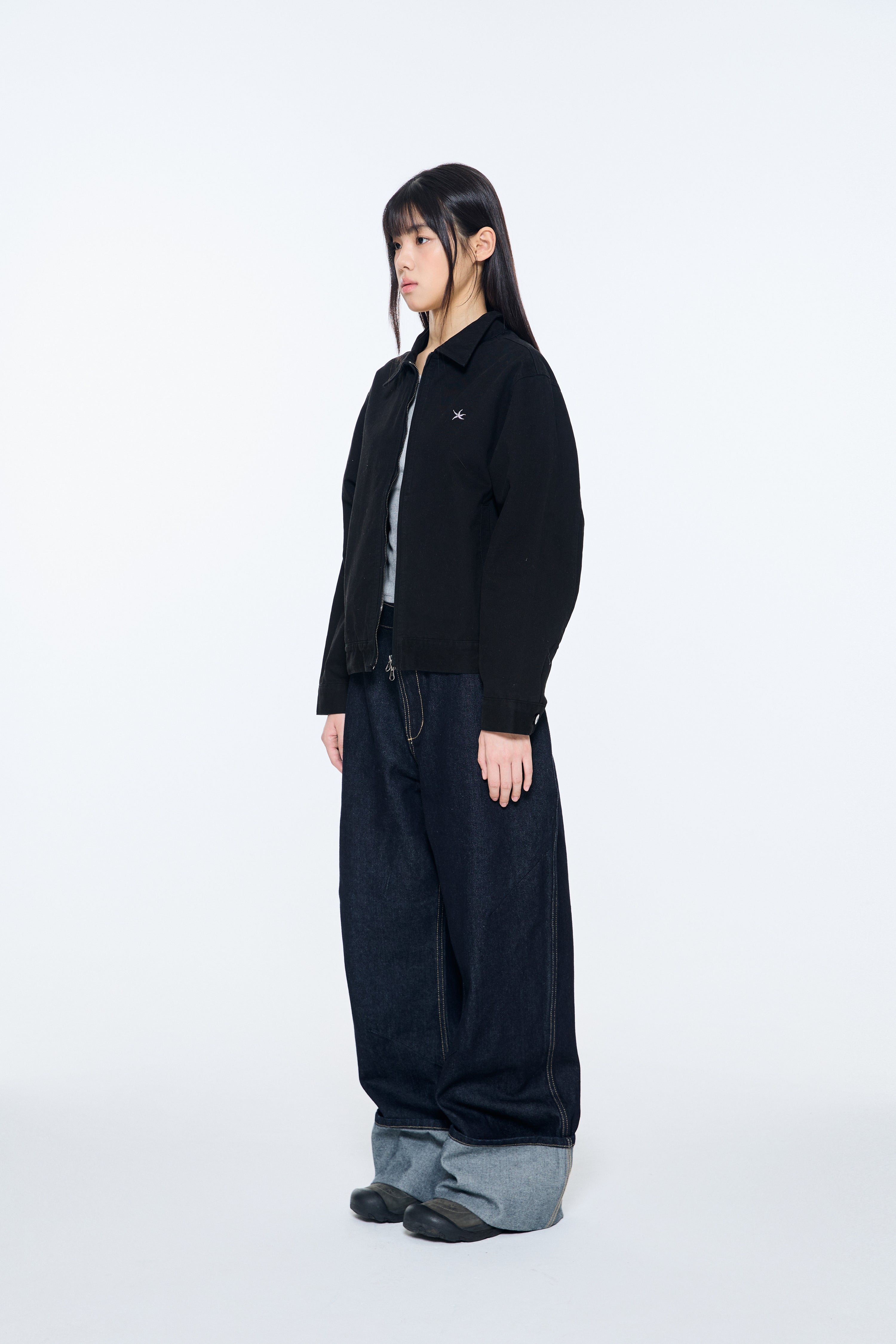 TCM washed mini logo jacket (black)