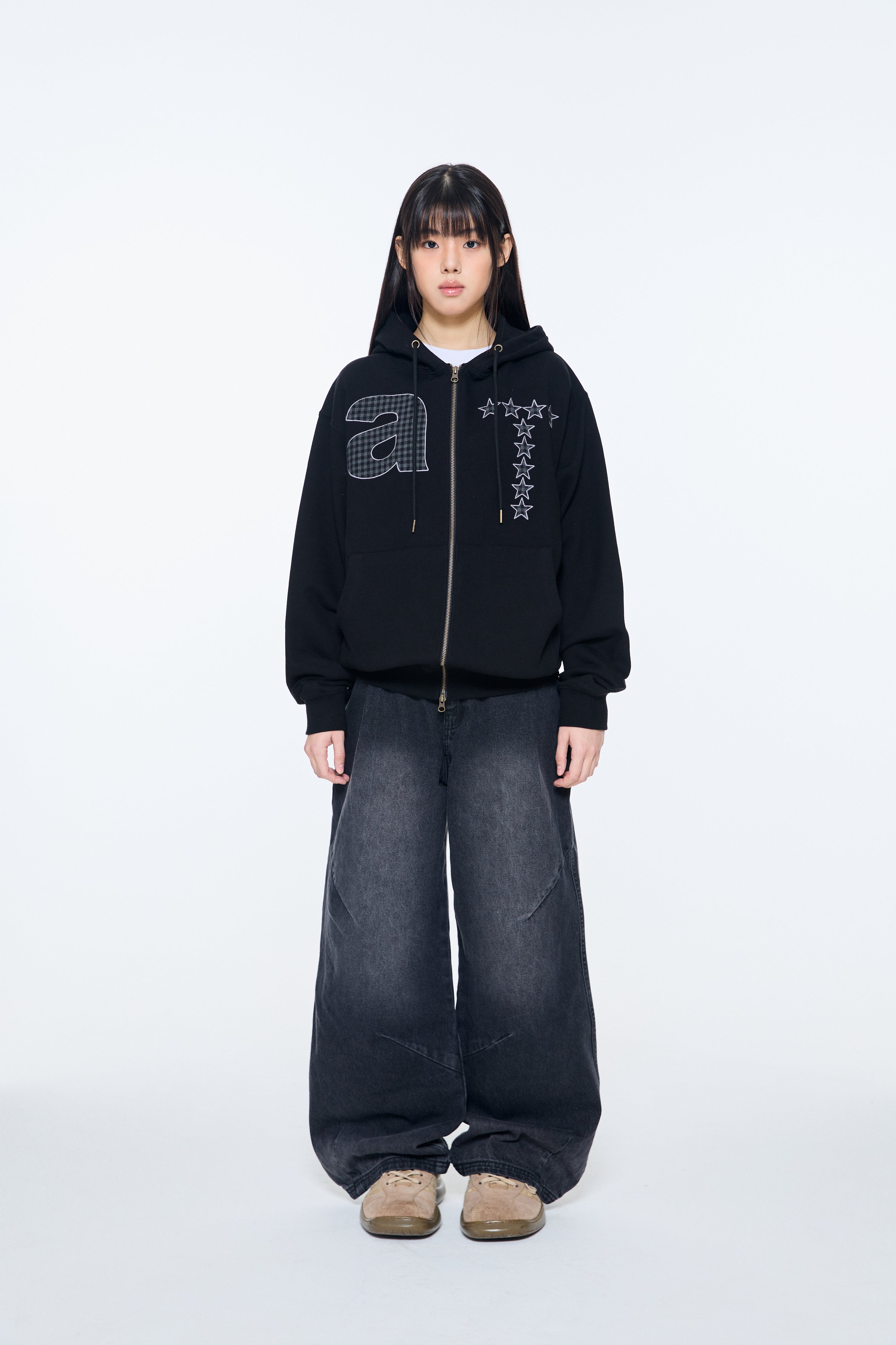 TCM at hooded zip-up (black)