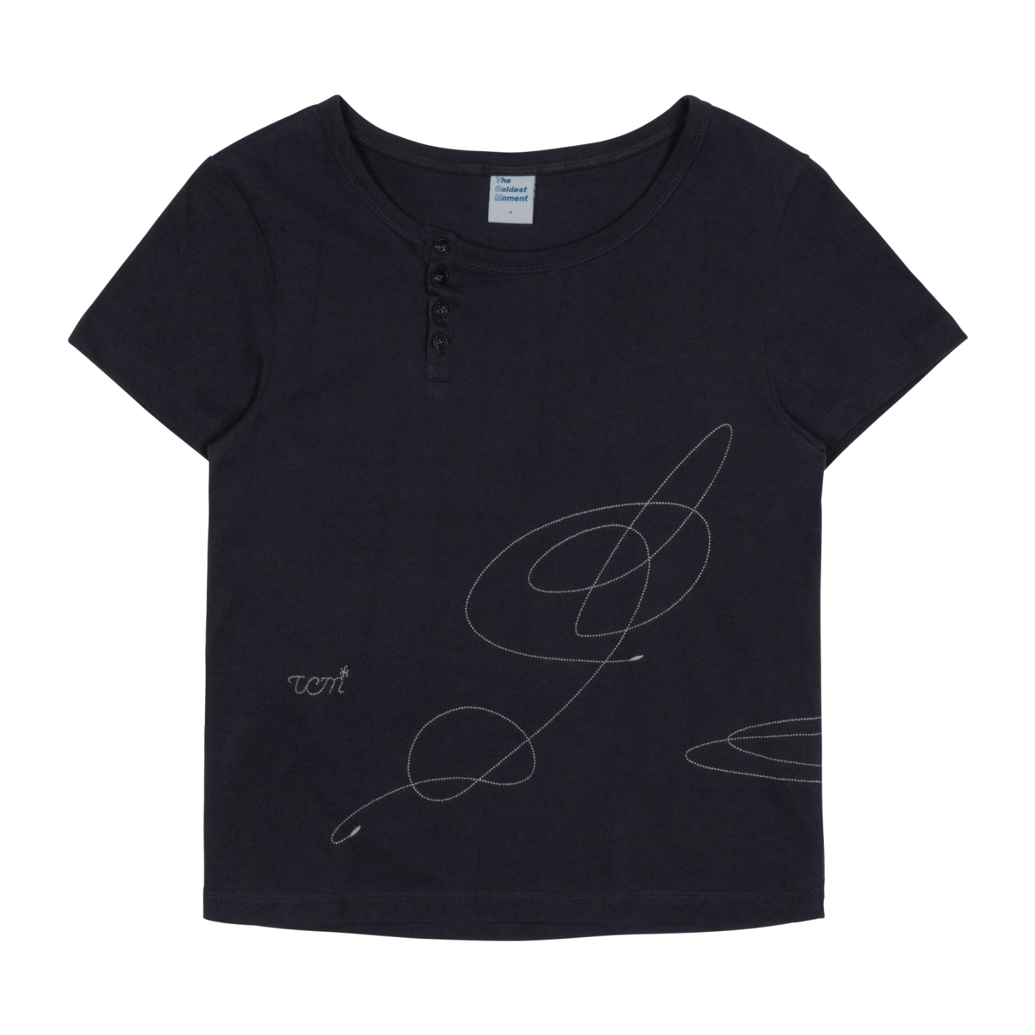 (w) TCM stitch side henly neck T (navy)