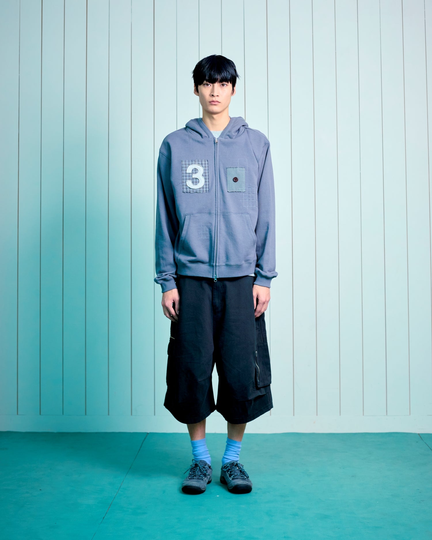 TCM 3 stitch hooded zip-up (dark grey)