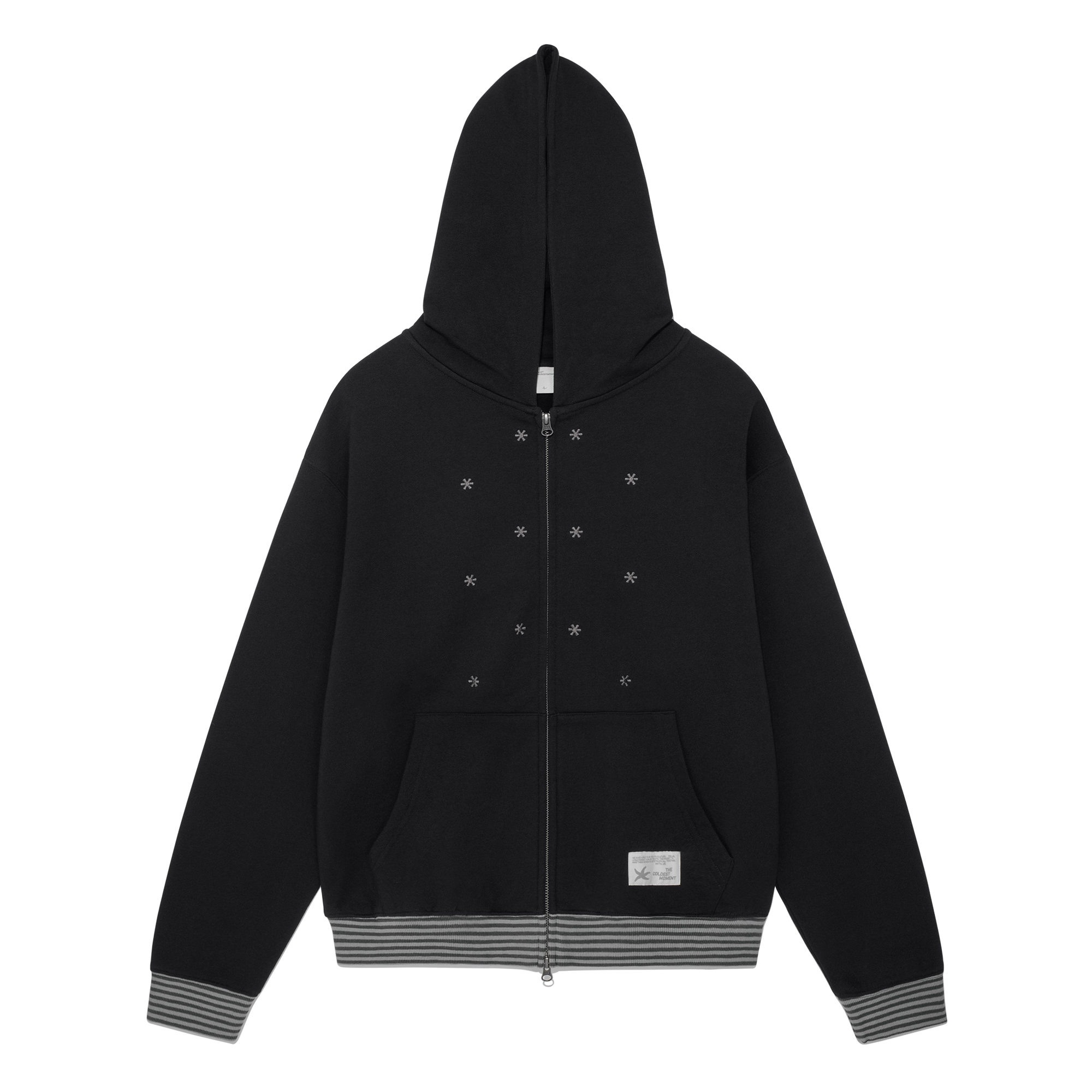 TCM snow stripe hooded zip-up (black)