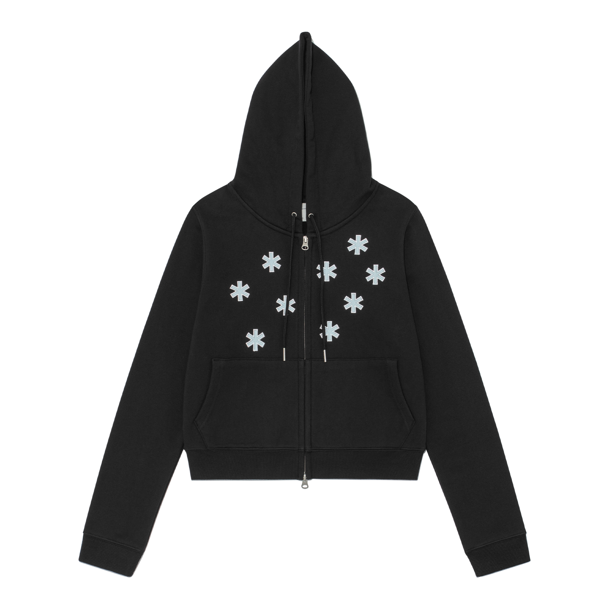 TCM flower hooded zip-up (black)