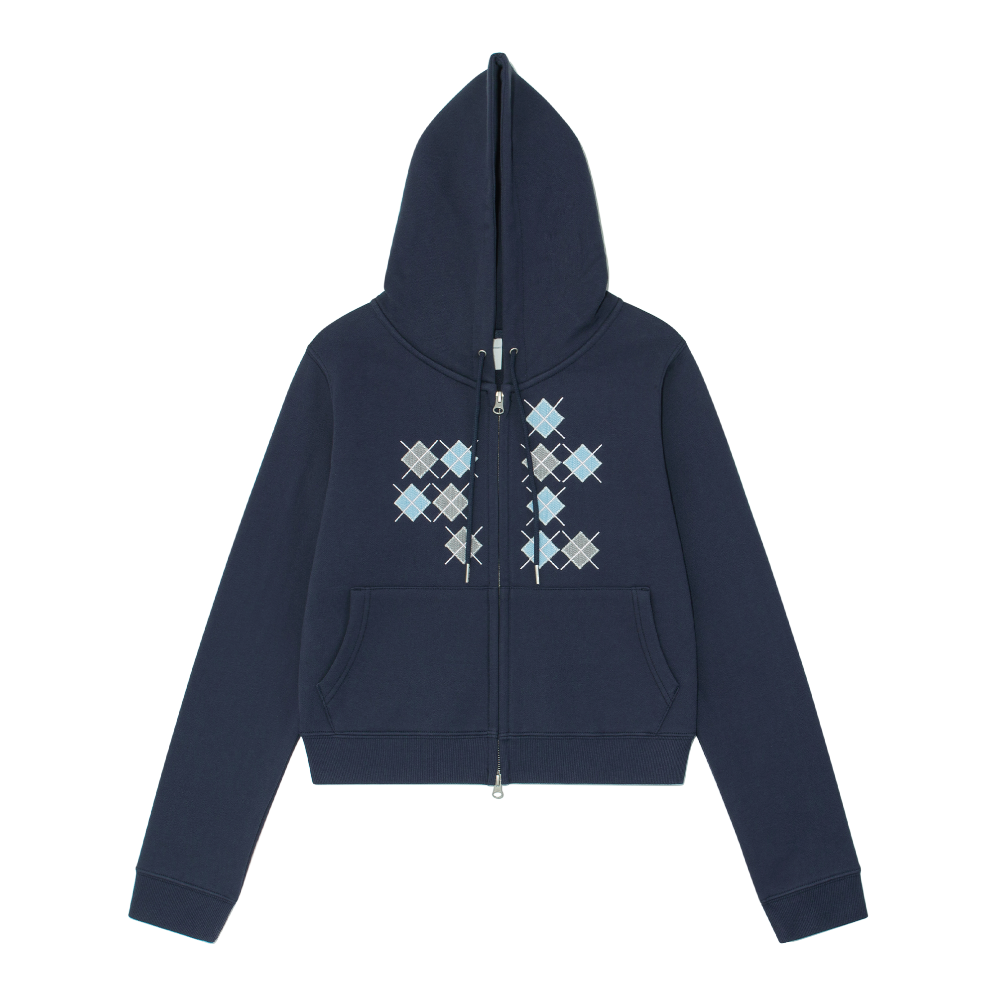 TCM argyle hooded zip-up (navy)