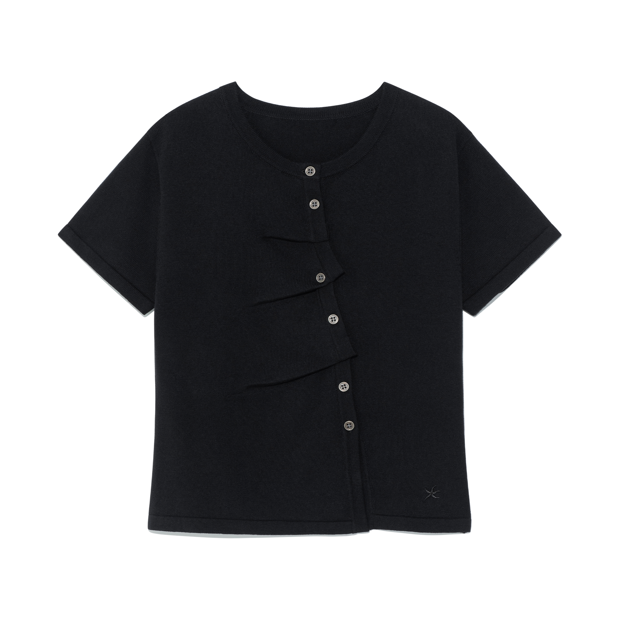 TCM draped half knit cardigan (black)