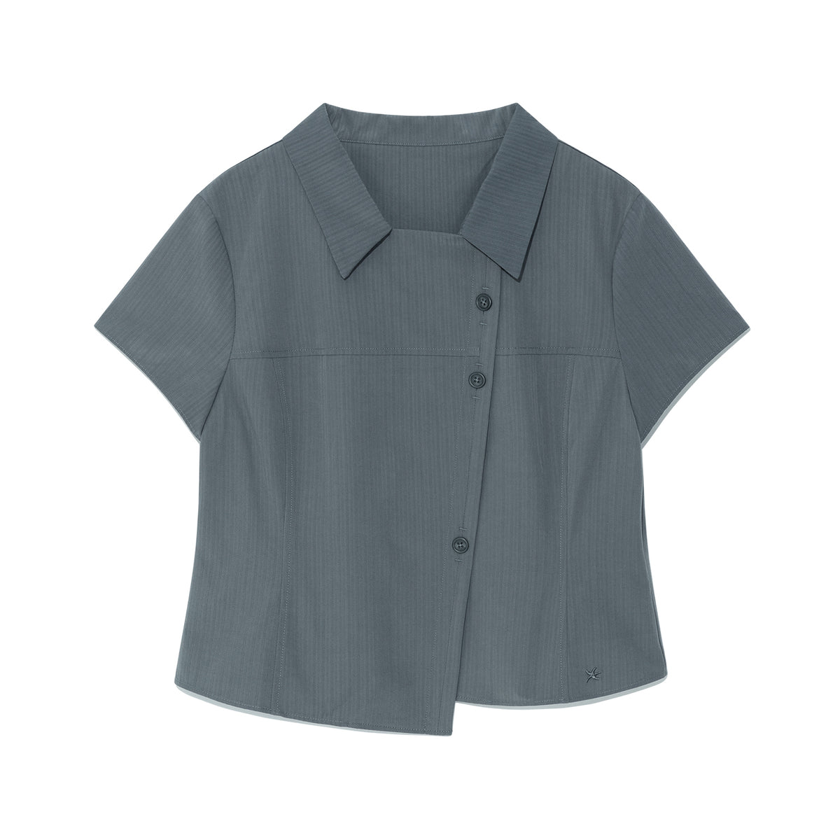 TCM 3-button stripe half shirt (dusty blue)