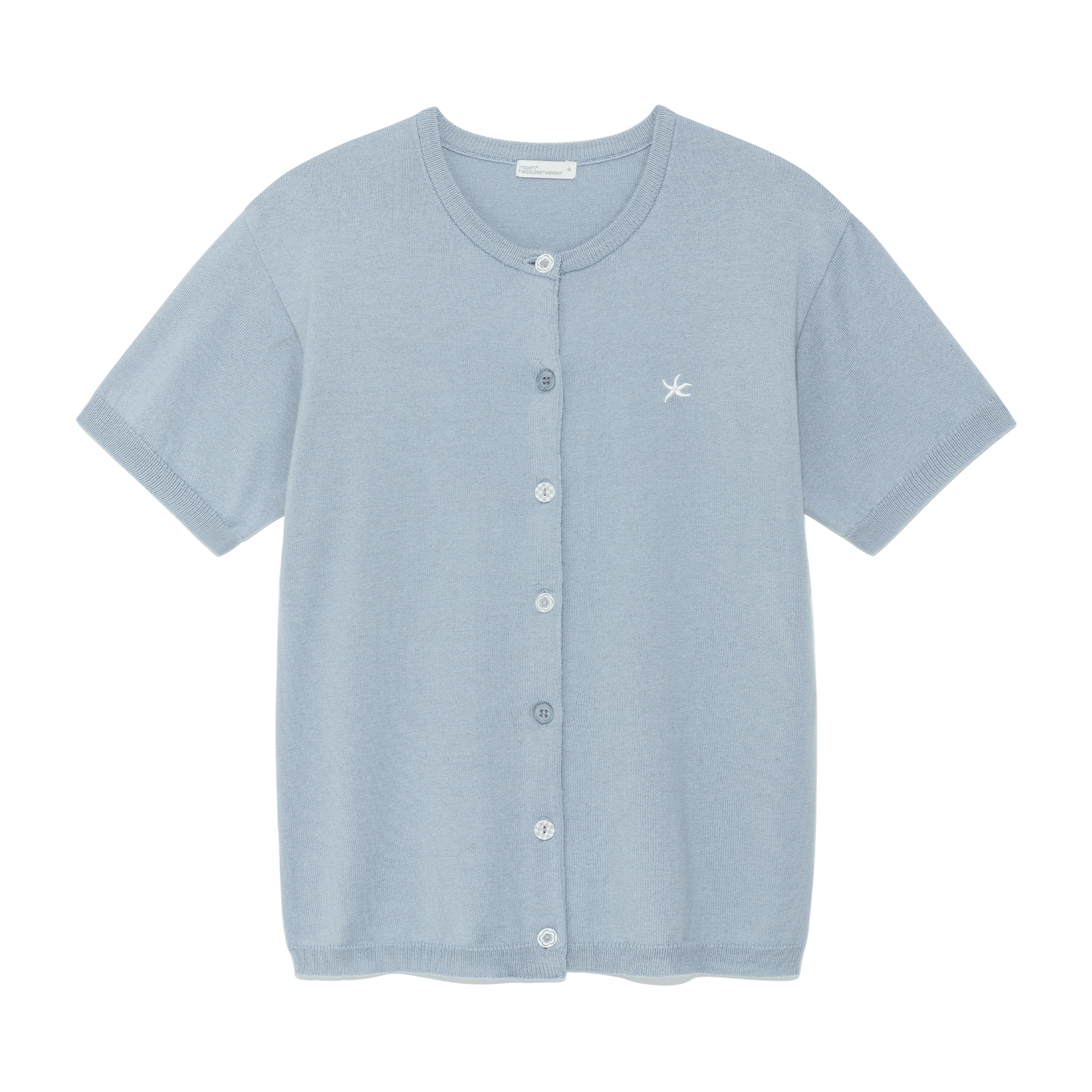 TCM button half knit cardigan (blue)