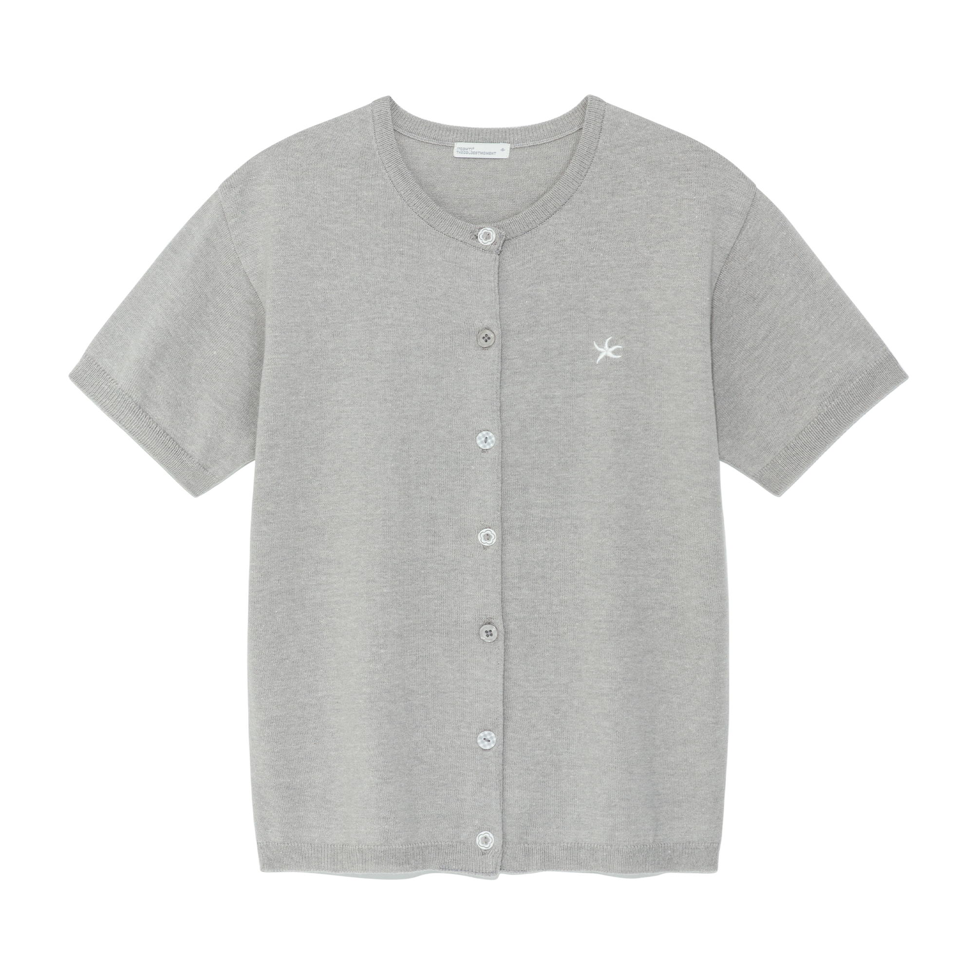 TCM button half knit cardigan (grey)